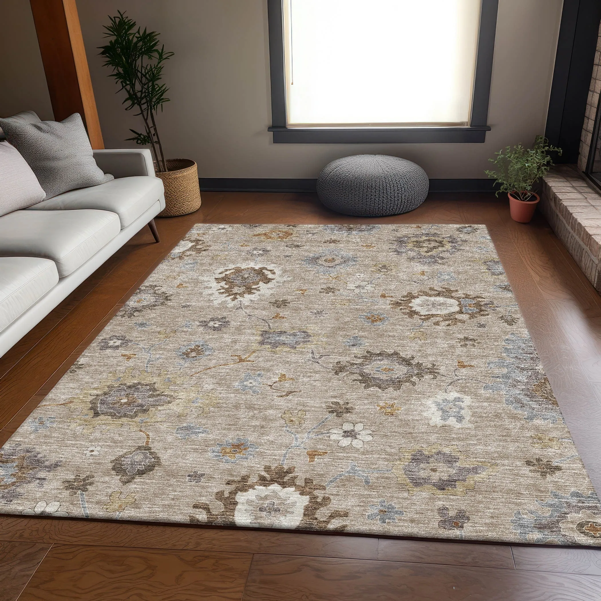 Machine Washable Indoor/ Outdoor Chantille Kashan Traditonal Rug