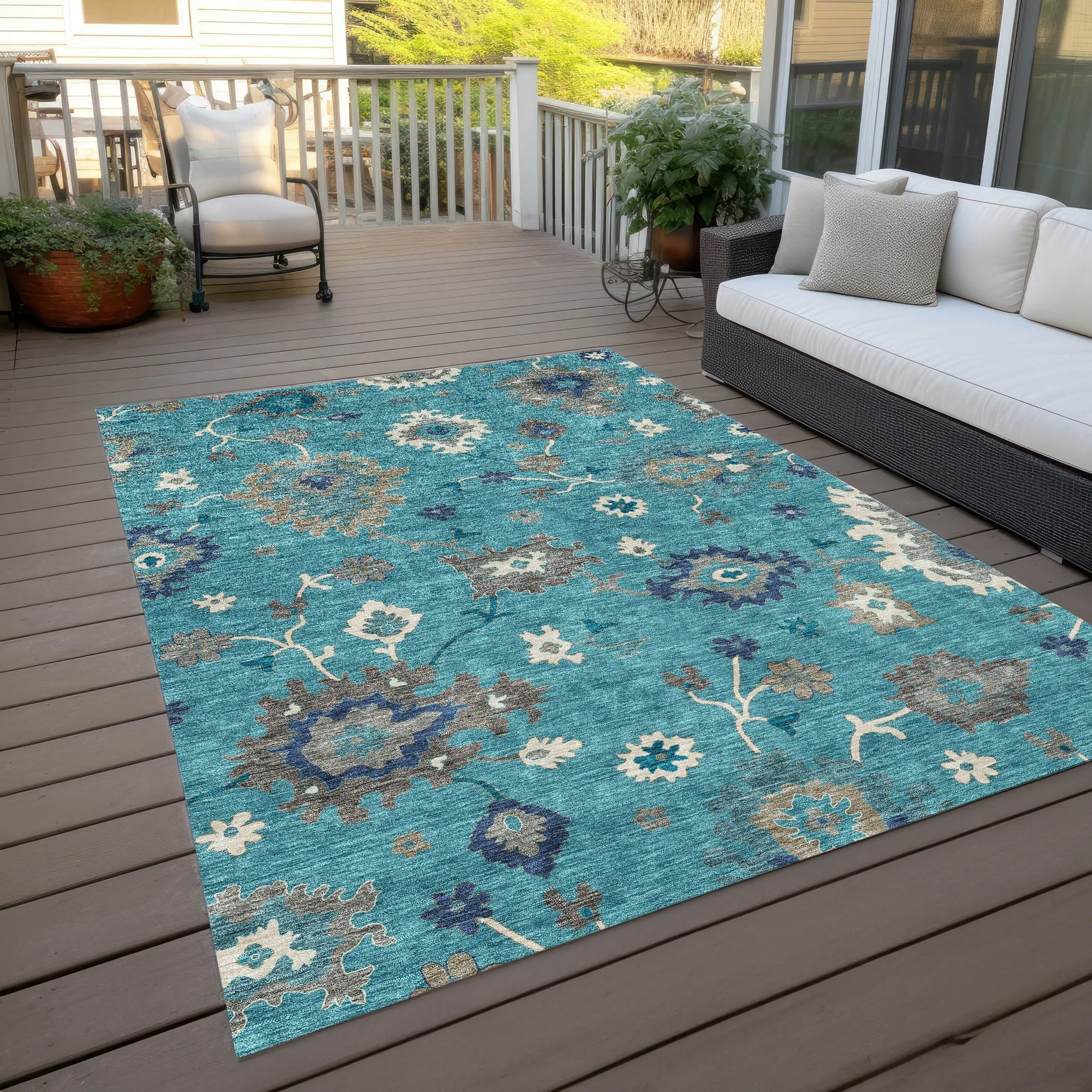 Machine Washable Indoor/ Outdoor Chantille Kashan Traditonal Rug