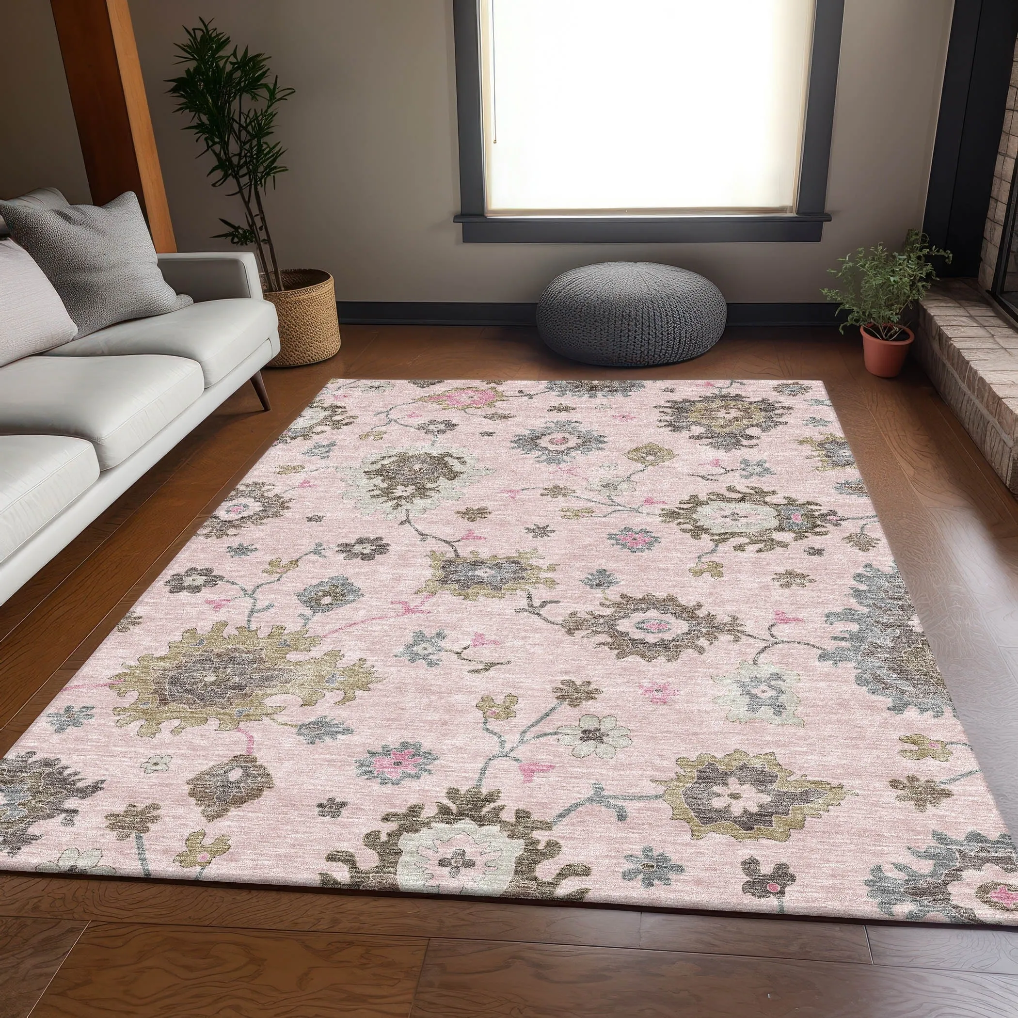 Machine Washable Indoor/ Outdoor Chantille Kashan Traditonal Rug