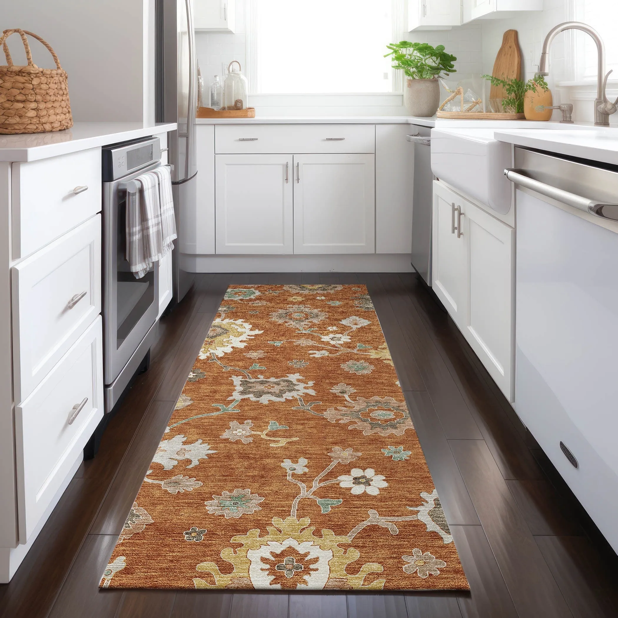 Machine Washable Indoor/ Outdoor Chantille Kashan Traditonal Rug