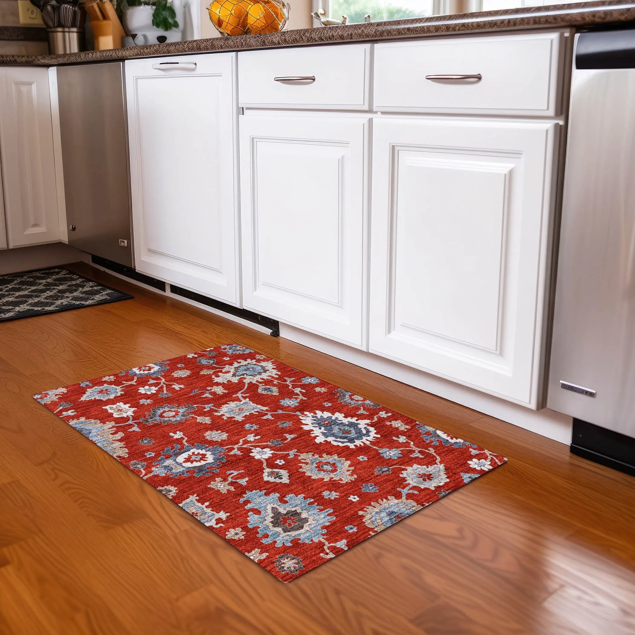 Machine Washable Indoor/ Outdoor Chantille Kashan Traditonal Rug