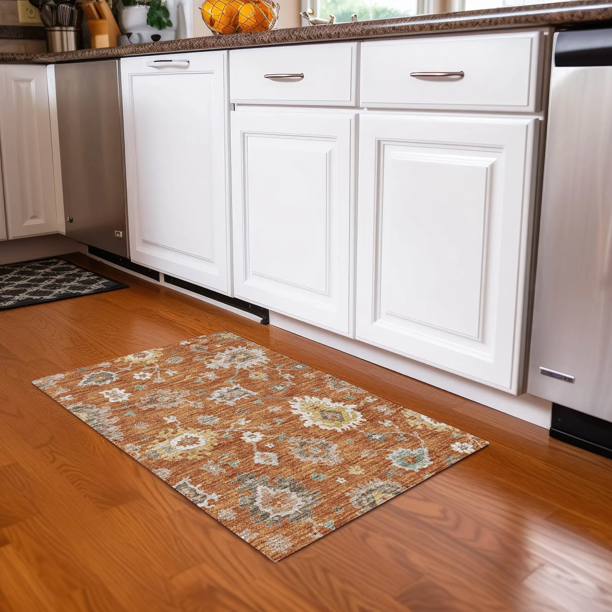Machine Washable Indoor/ Outdoor Chantille Kashan Traditonal Rug