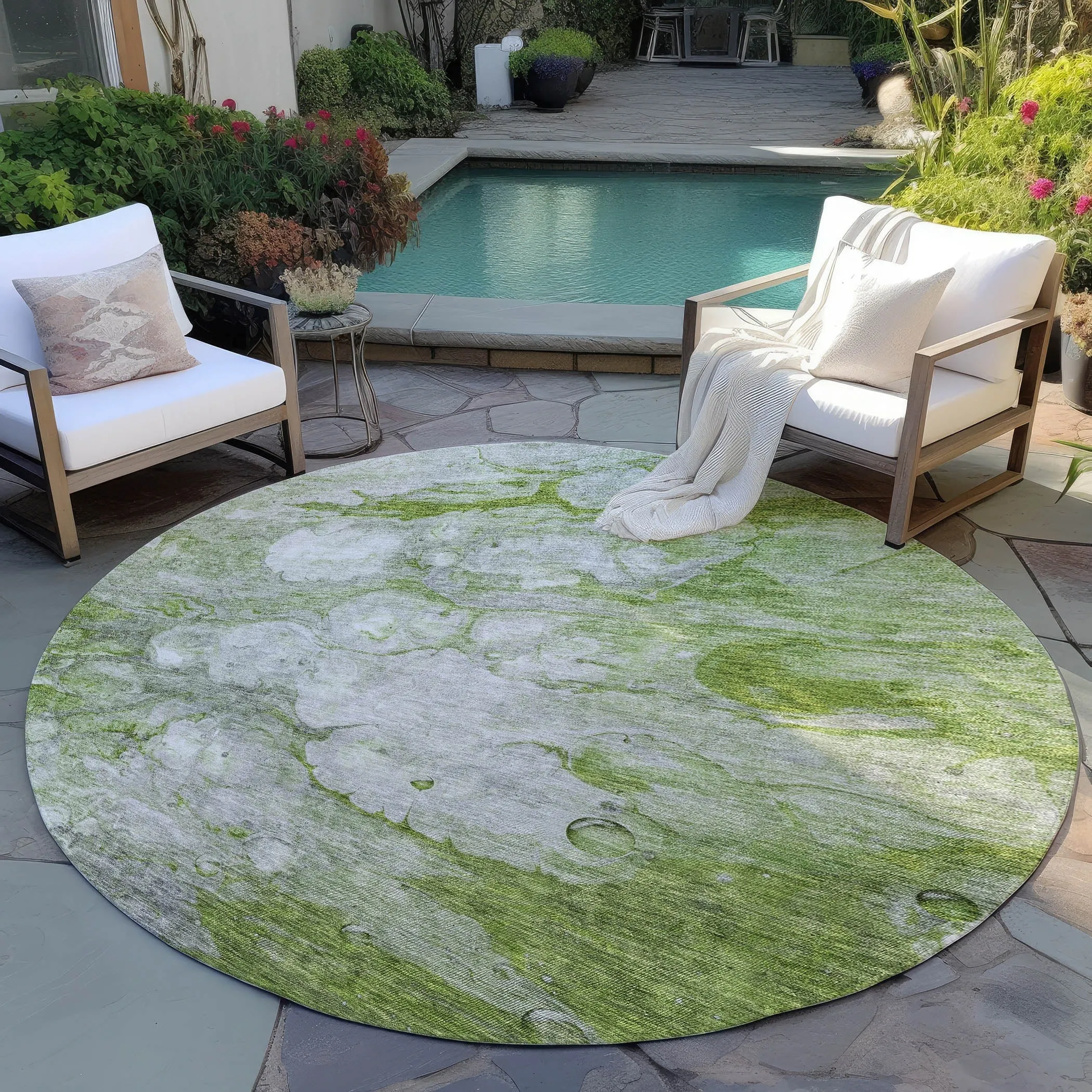 Machine Washable Indoor/ Outdoor Chantille Modern Abstract Rug