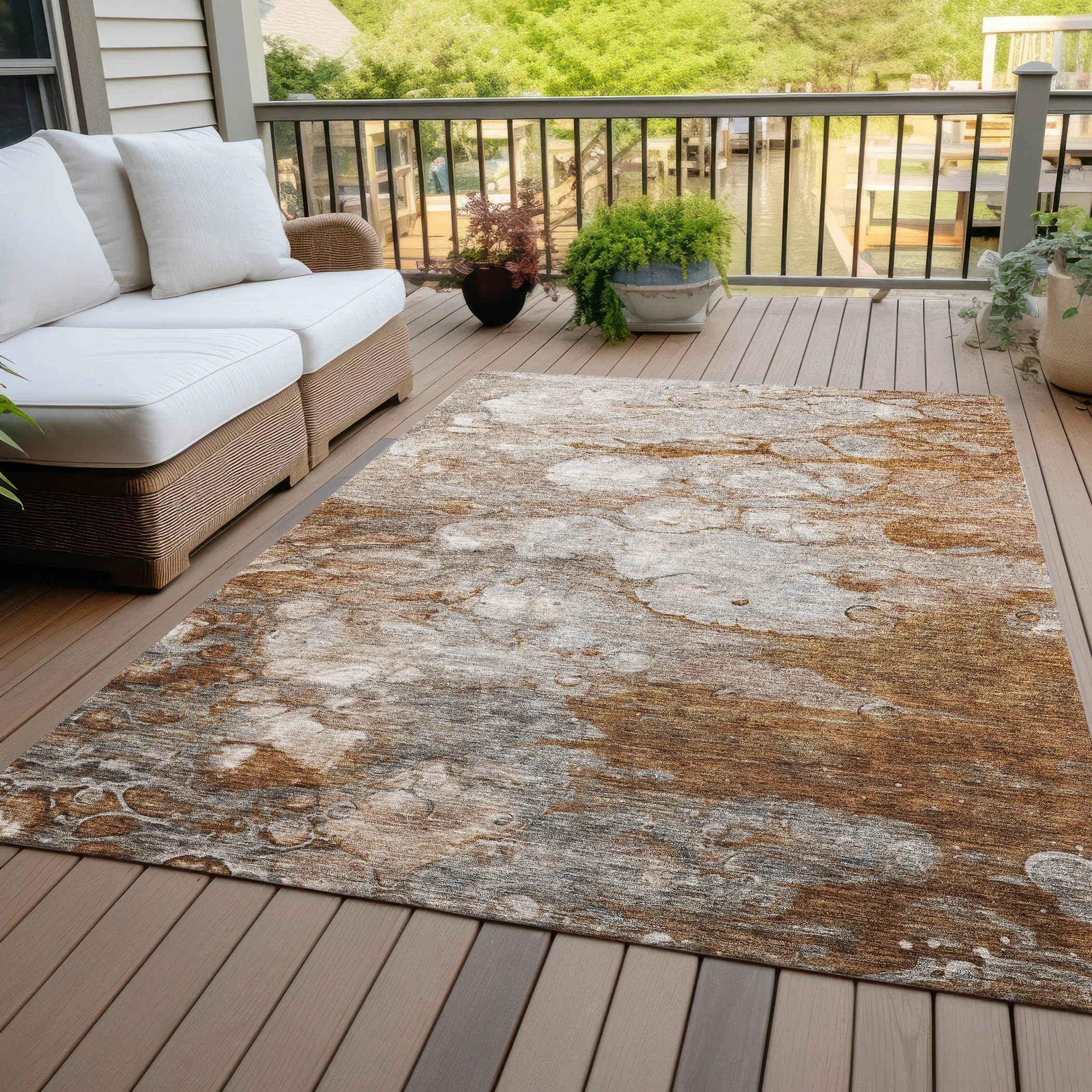 Machine Washable Indoor/ Outdoor Chantille Modern Abstract Rug