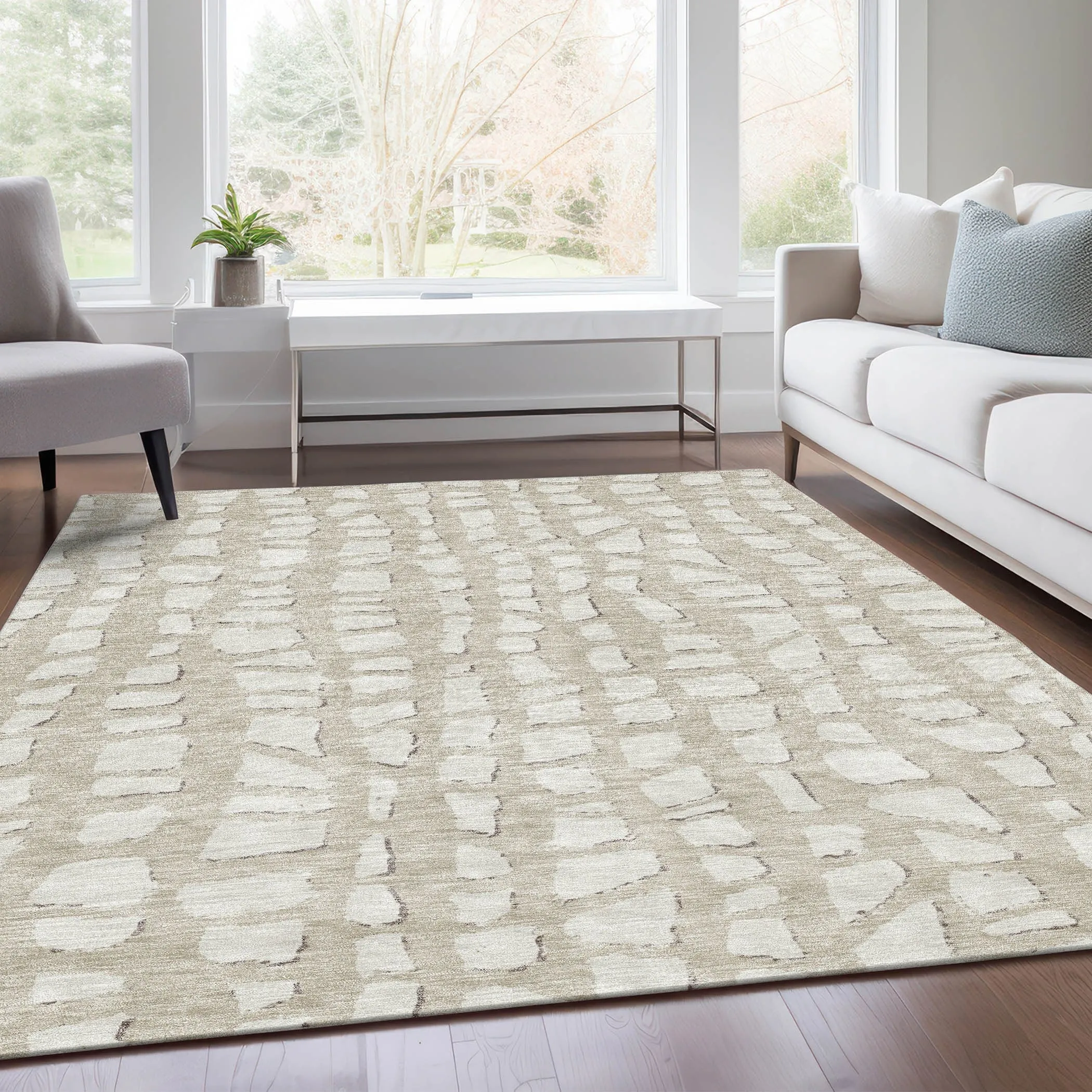 Machine Washable Indoor/ Outdoor Chantille Modern Abstract Rug