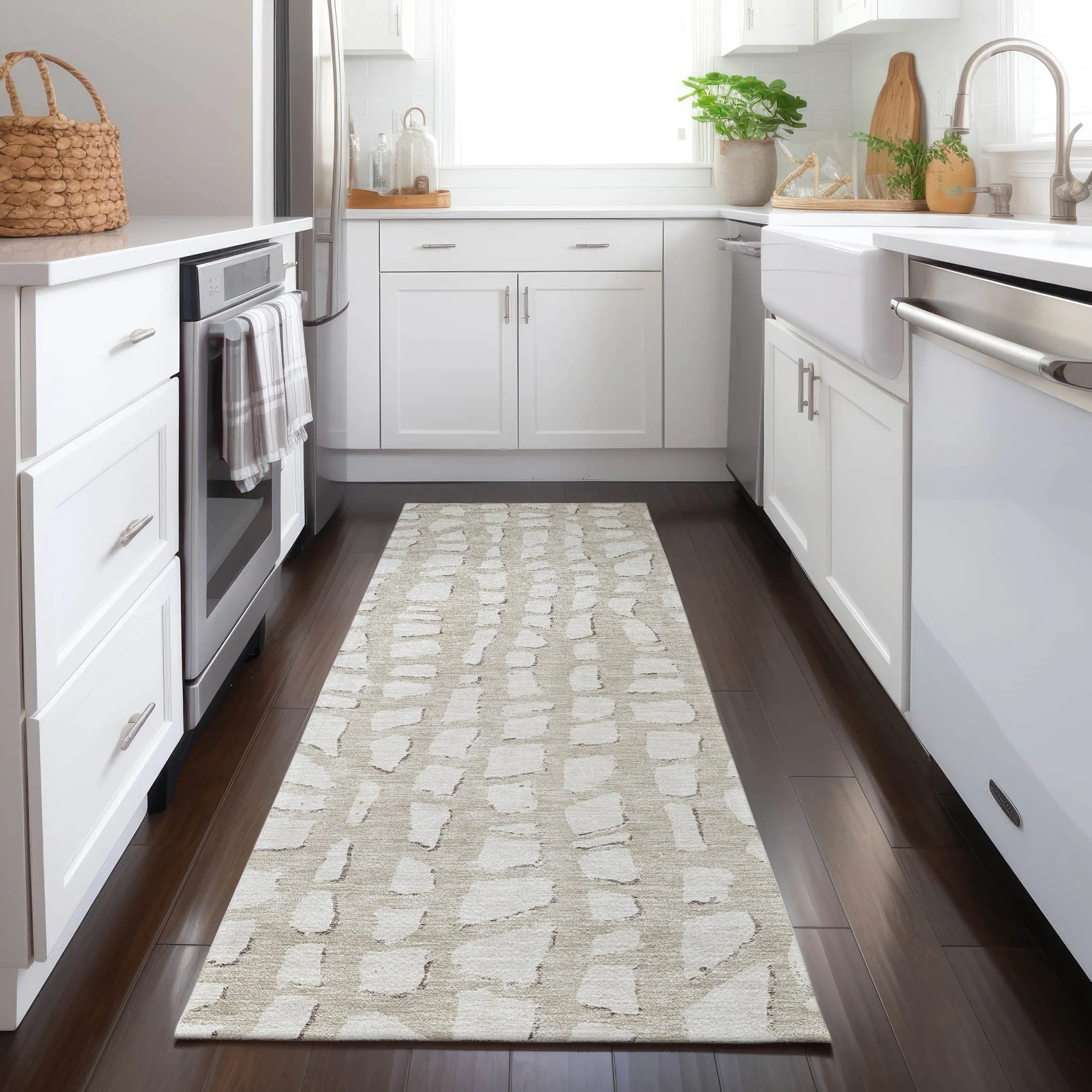 Machine Washable Indoor/ Outdoor Chantille Modern Abstract Rug