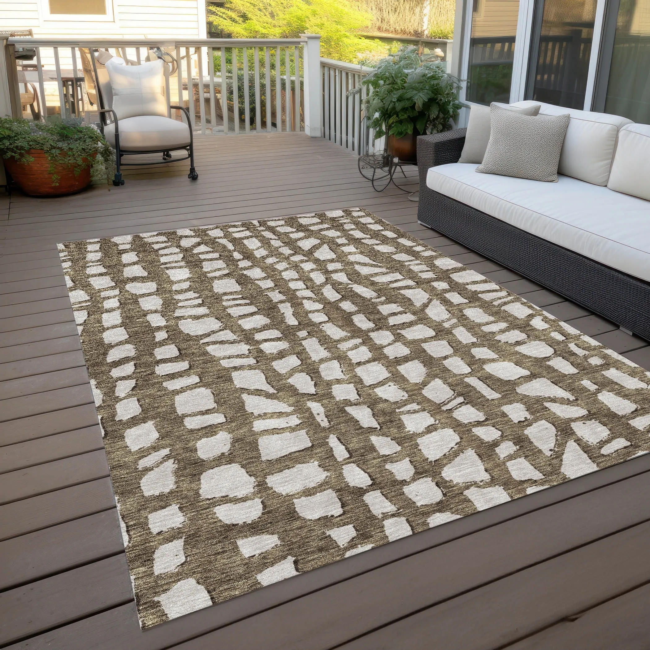 Machine Washable Indoor/ Outdoor Chantille Modern Abstract Rug