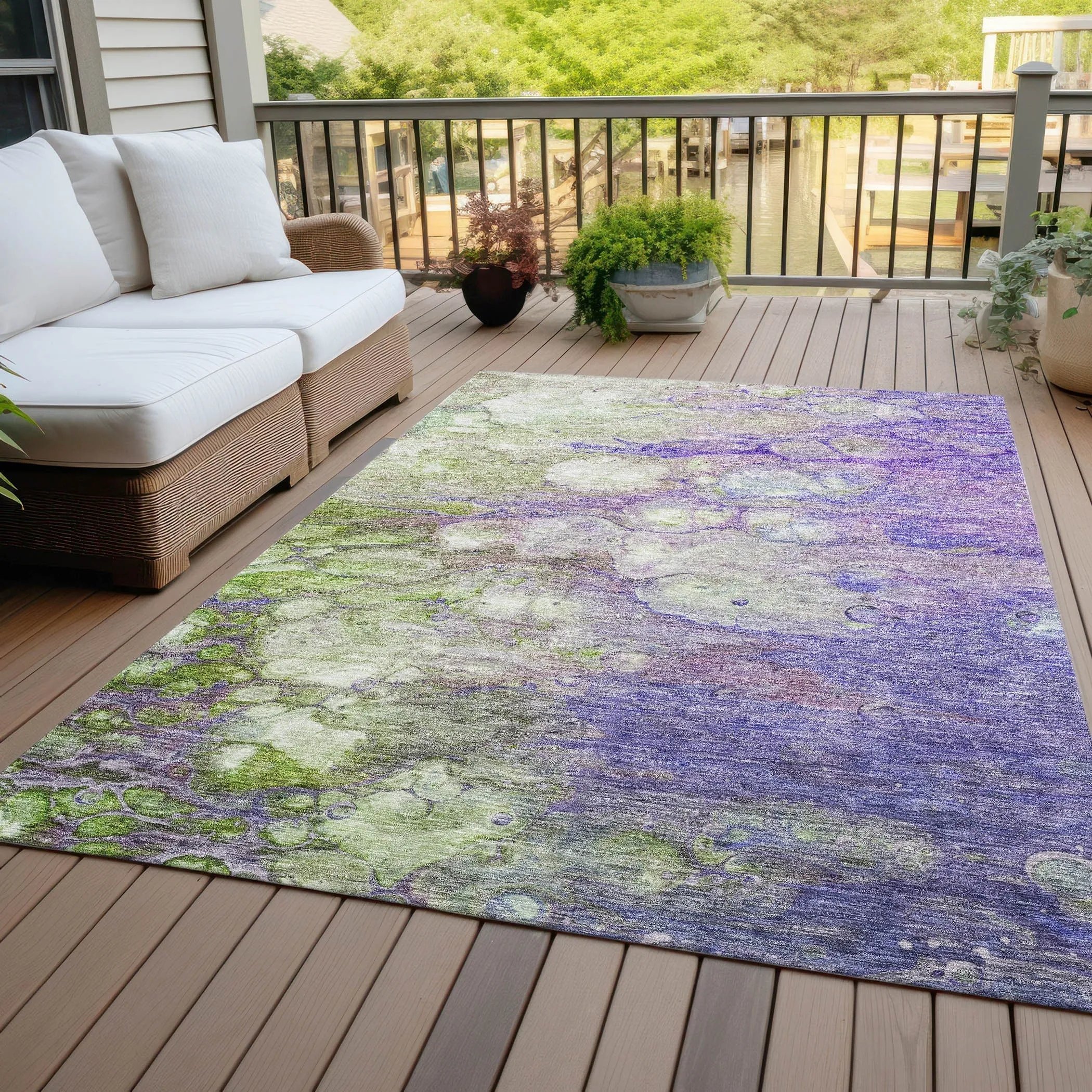 Machine Washable Indoor/ Outdoor Chantille Modern Abstract Rug