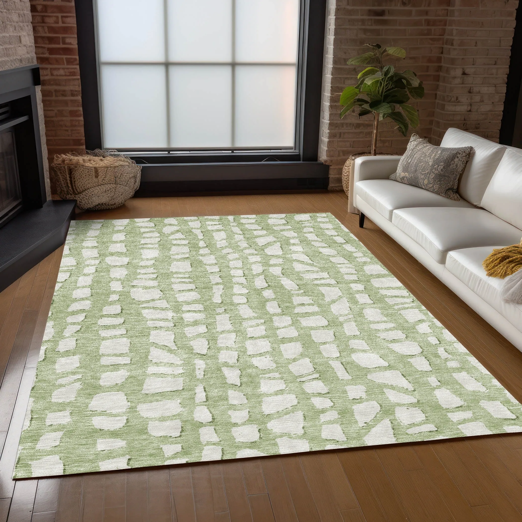 Machine Washable Indoor/ Outdoor Chantille Modern Abstract Rug