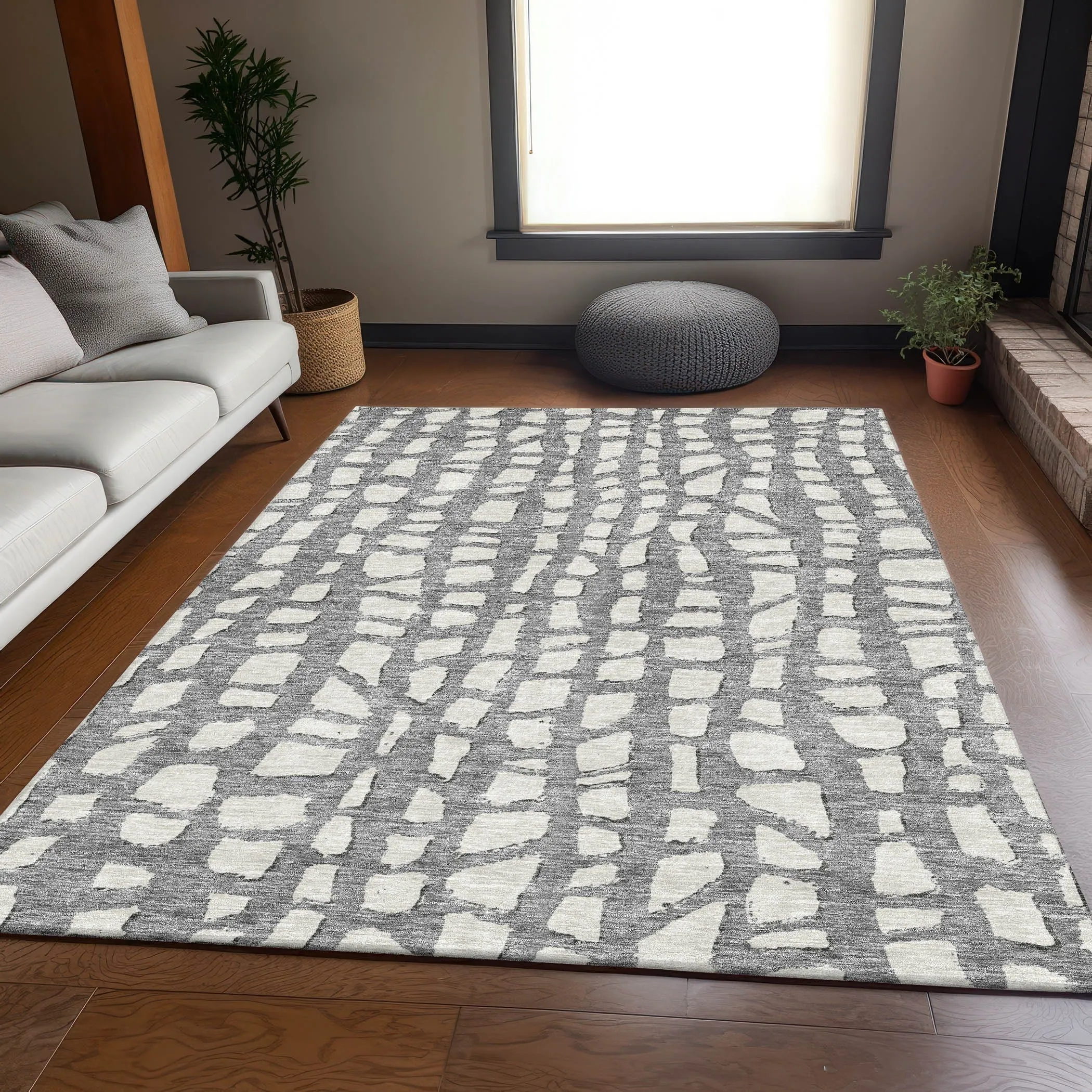 Machine Washable Indoor/ Outdoor Chantille Modern Abstract Rug