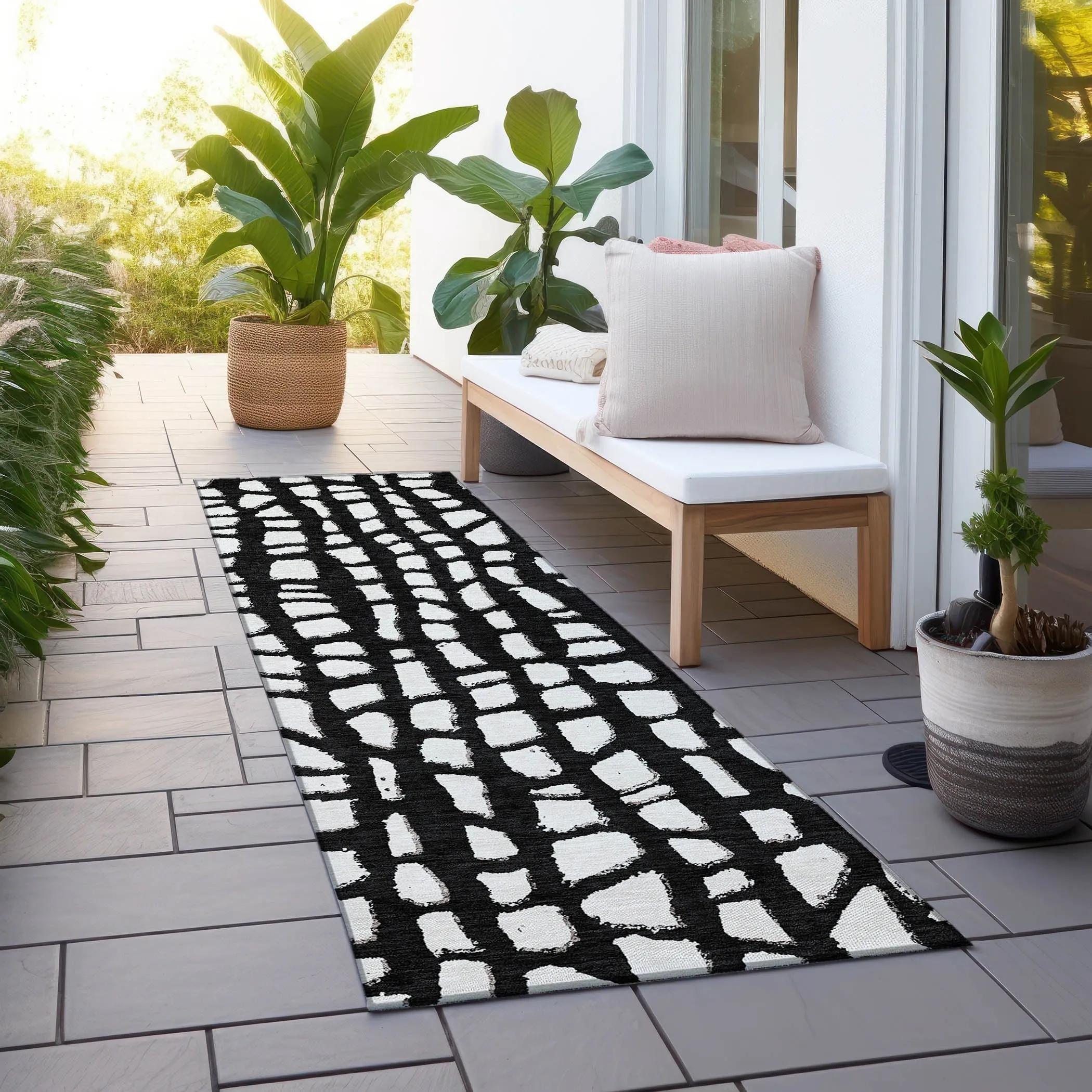 Machine Washable Indoor/ Outdoor Chantille Modern Abstract Rug