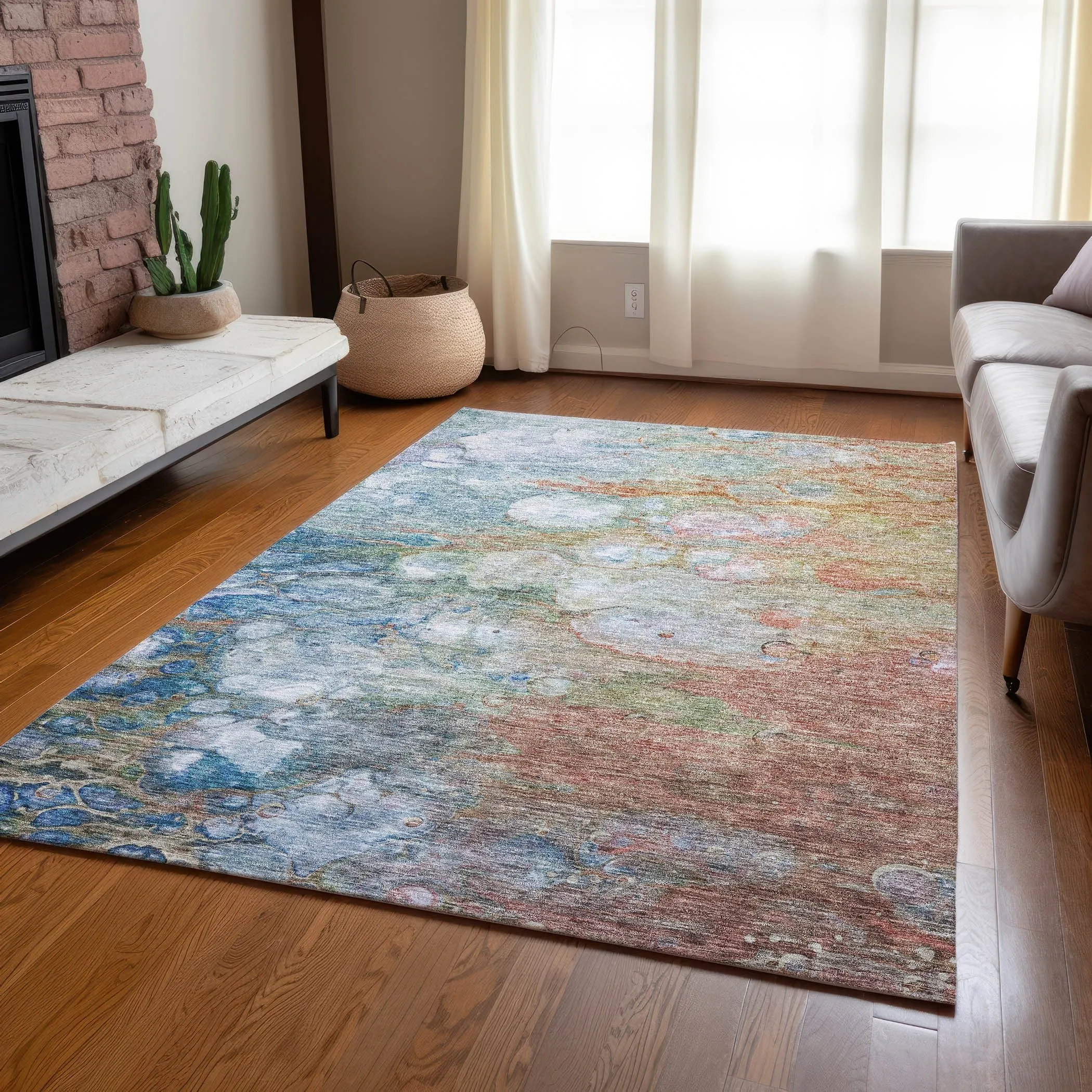 Machine Washable Indoor/ Outdoor Chantille Modern Abstract Rug