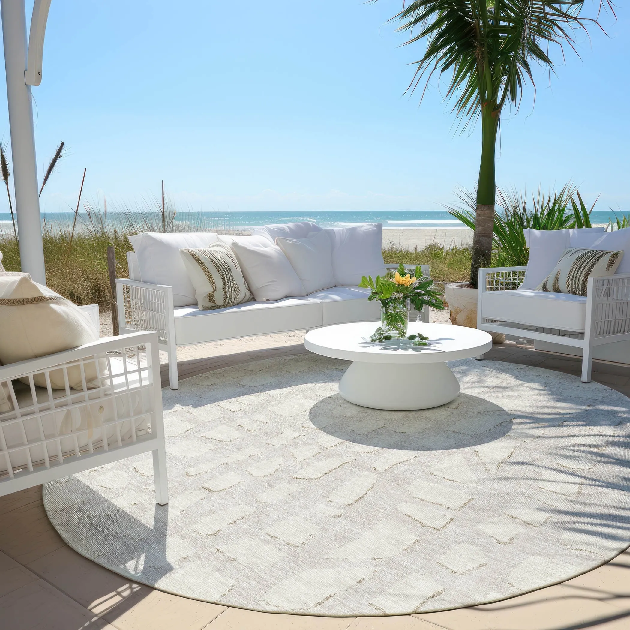 Machine Washable Indoor/ Outdoor Chantille Modern Abstract Rug