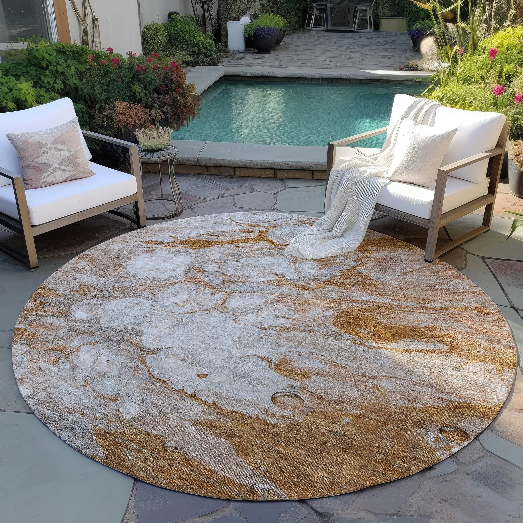 Machine Washable Indoor/ Outdoor Chantille Modern Abstract Rug