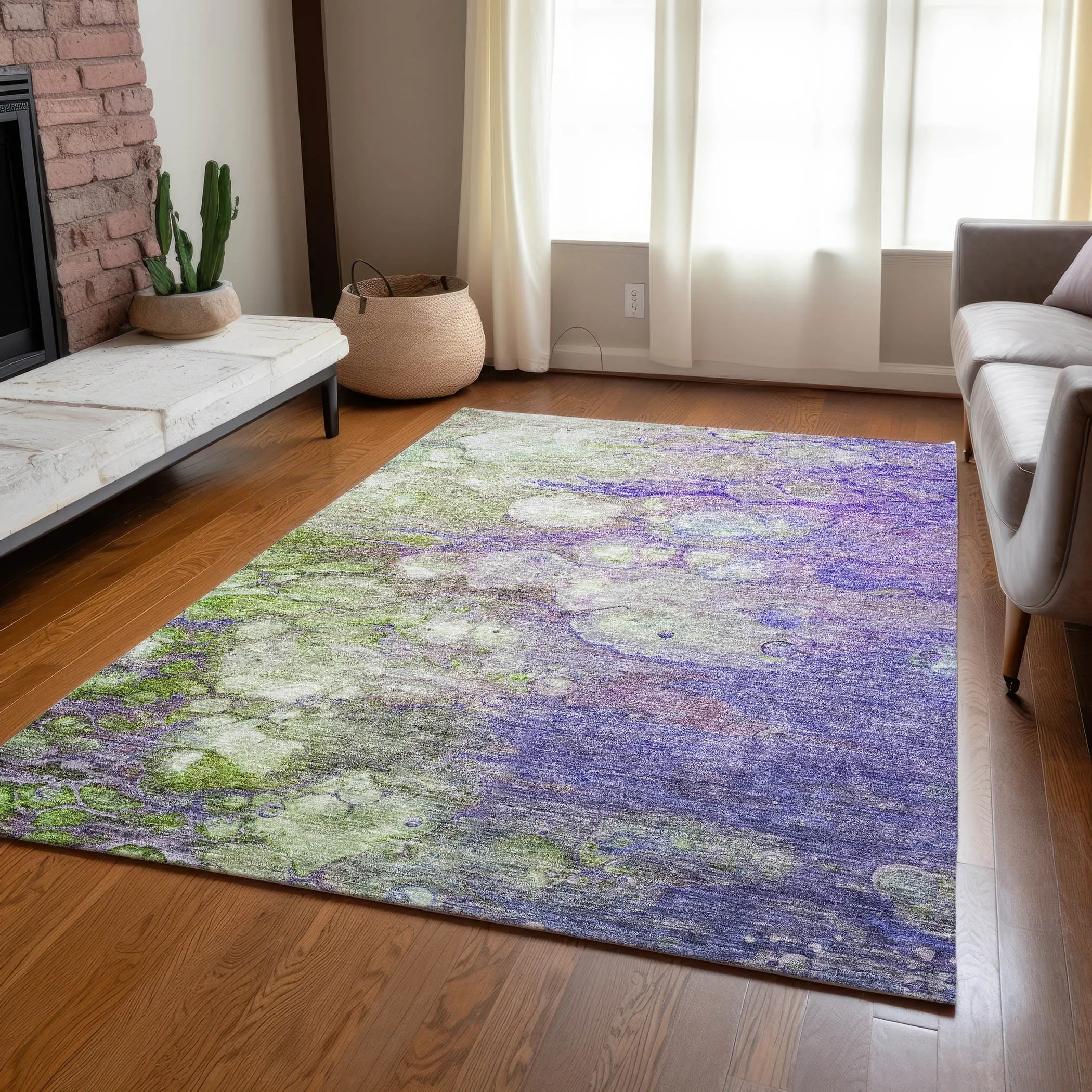 Machine Washable Indoor/ Outdoor Chantille Modern Abstract Rug