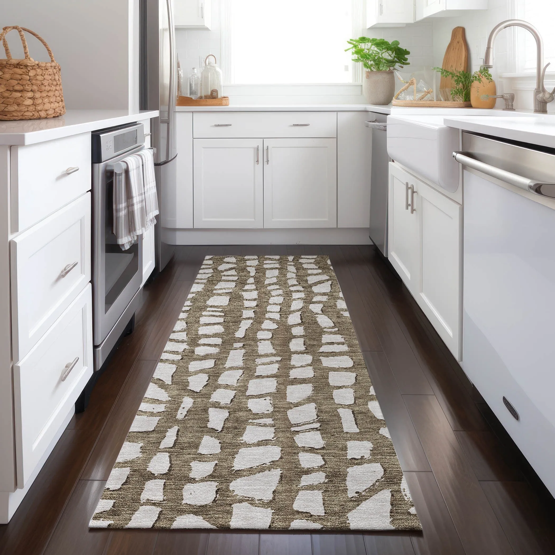 Machine Washable Indoor/ Outdoor Chantille Modern Abstract Rug
