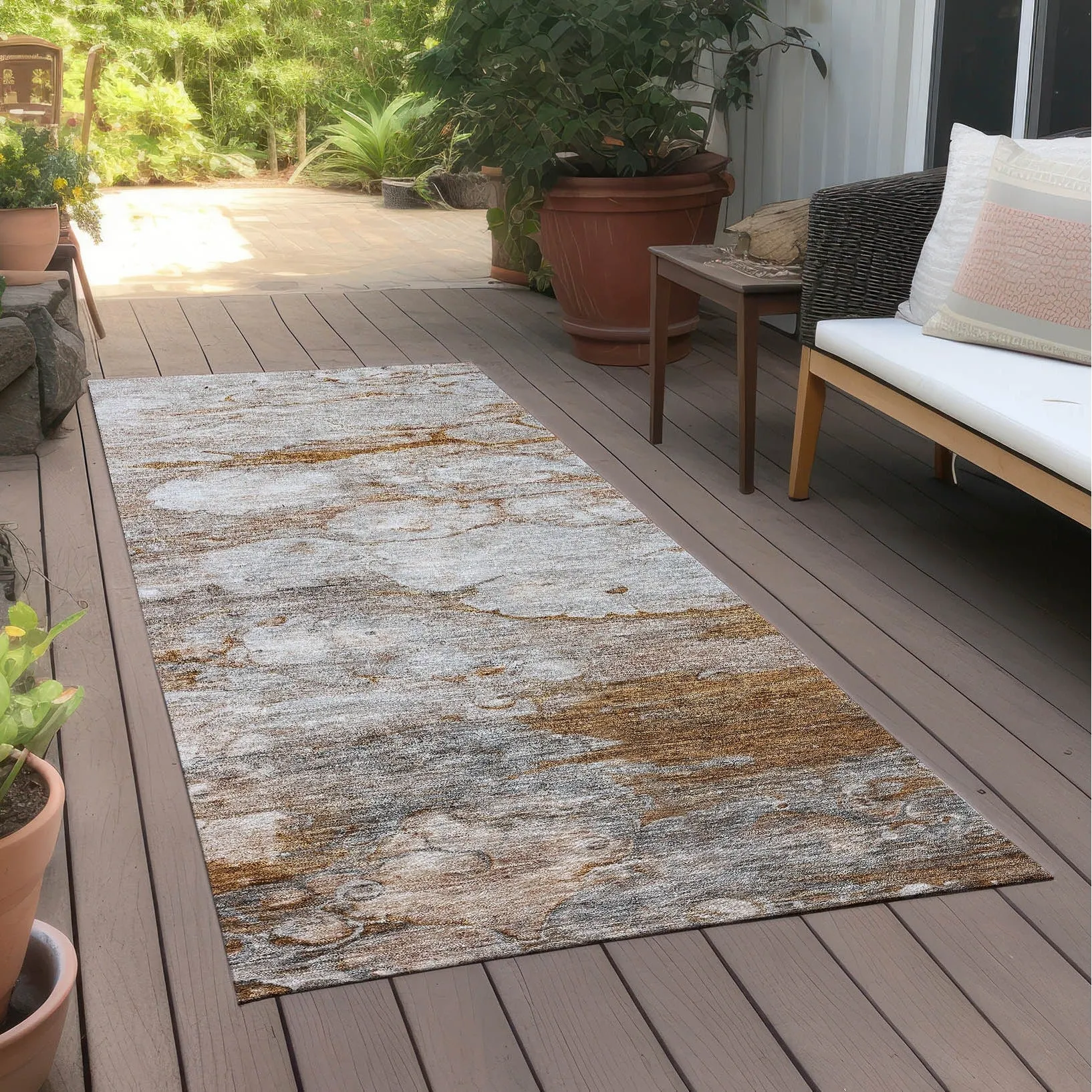 Machine Washable Indoor/ Outdoor Chantille Modern Abstract Rug