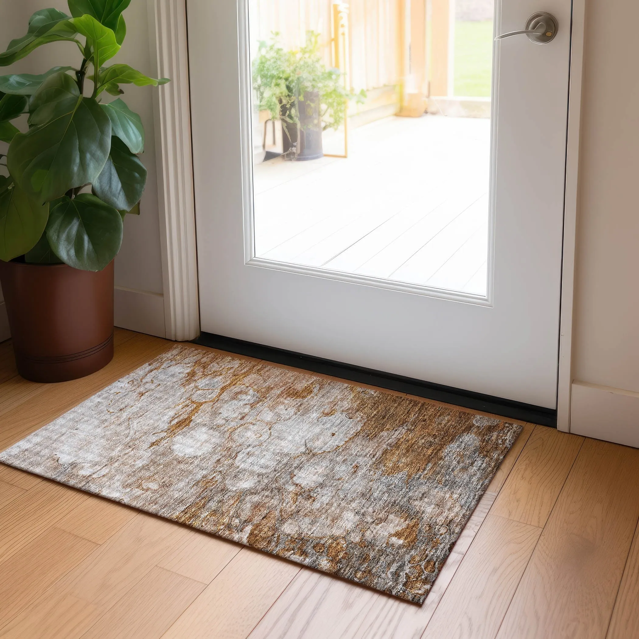 Machine Washable Indoor/ Outdoor Chantille Modern Abstract Rug