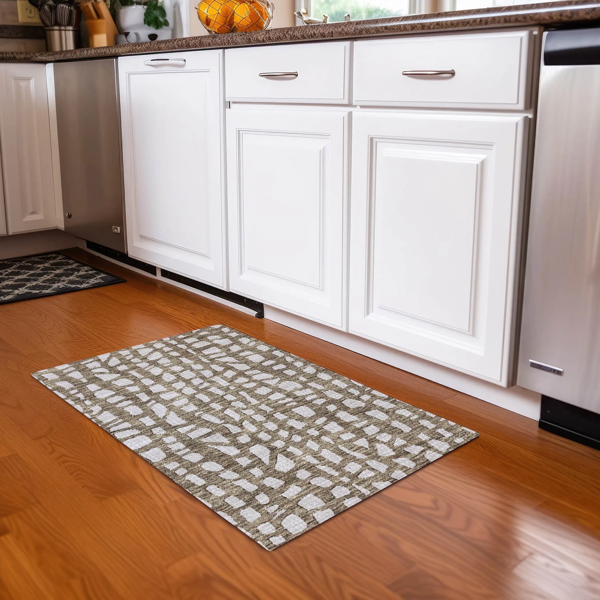 Machine Washable Indoor/ Outdoor Chantille Modern Abstract Rug