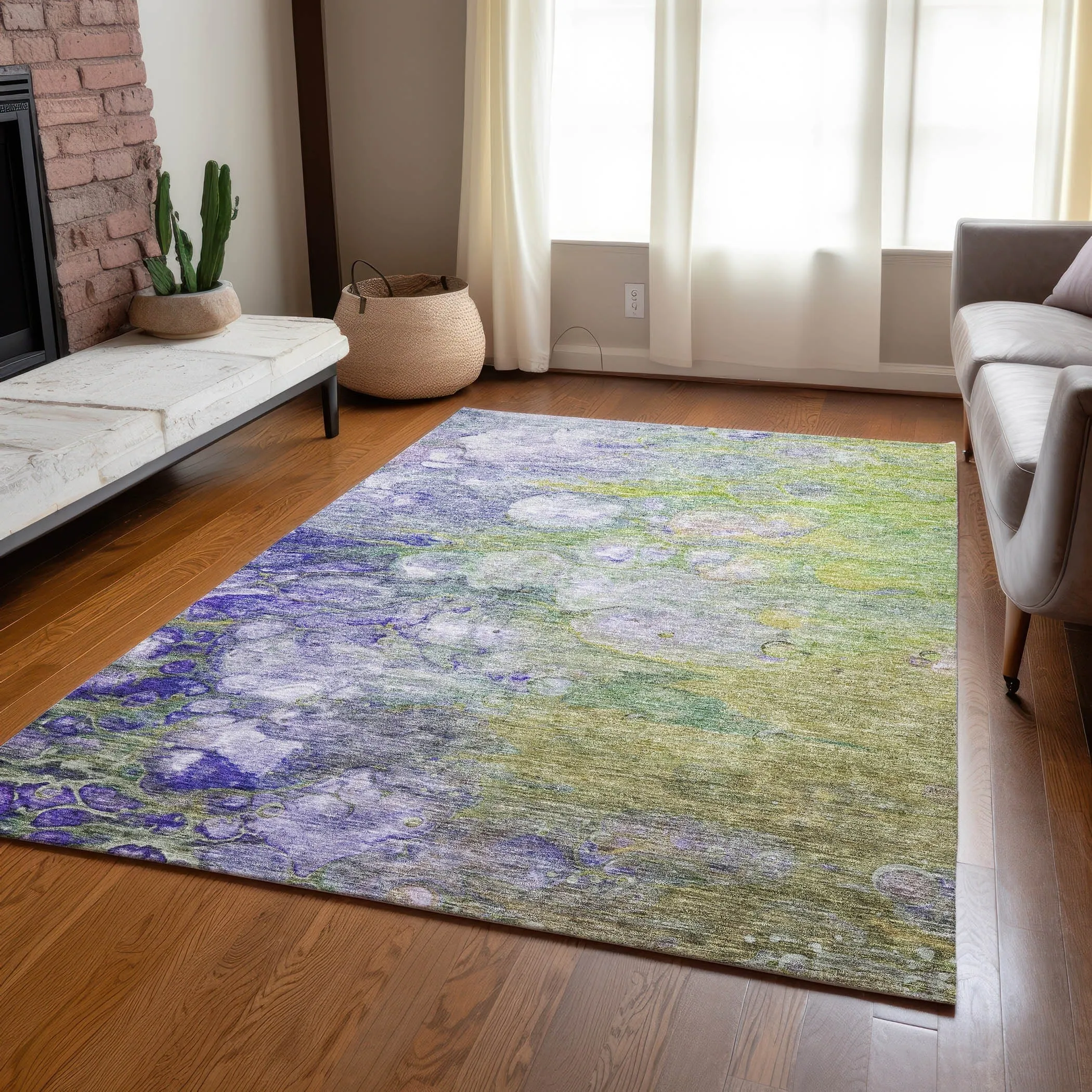 Machine Washable Indoor/ Outdoor Chantille Modern Abstract Rug