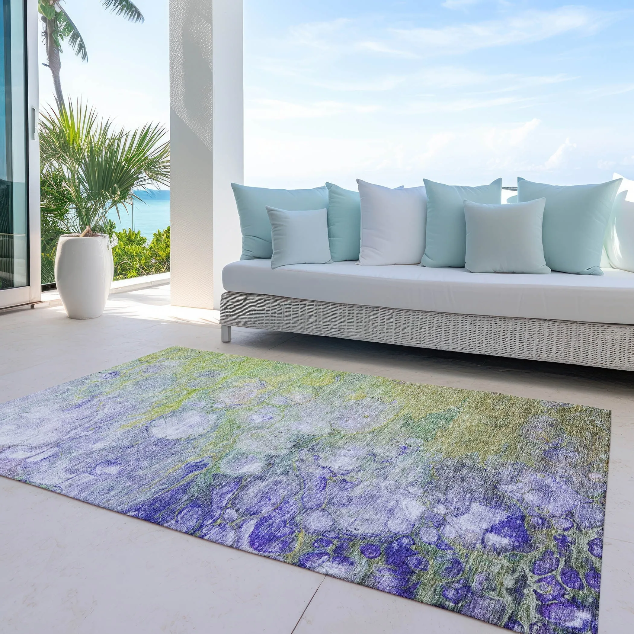 Machine Washable Indoor/ Outdoor Chantille Modern Abstract Rug