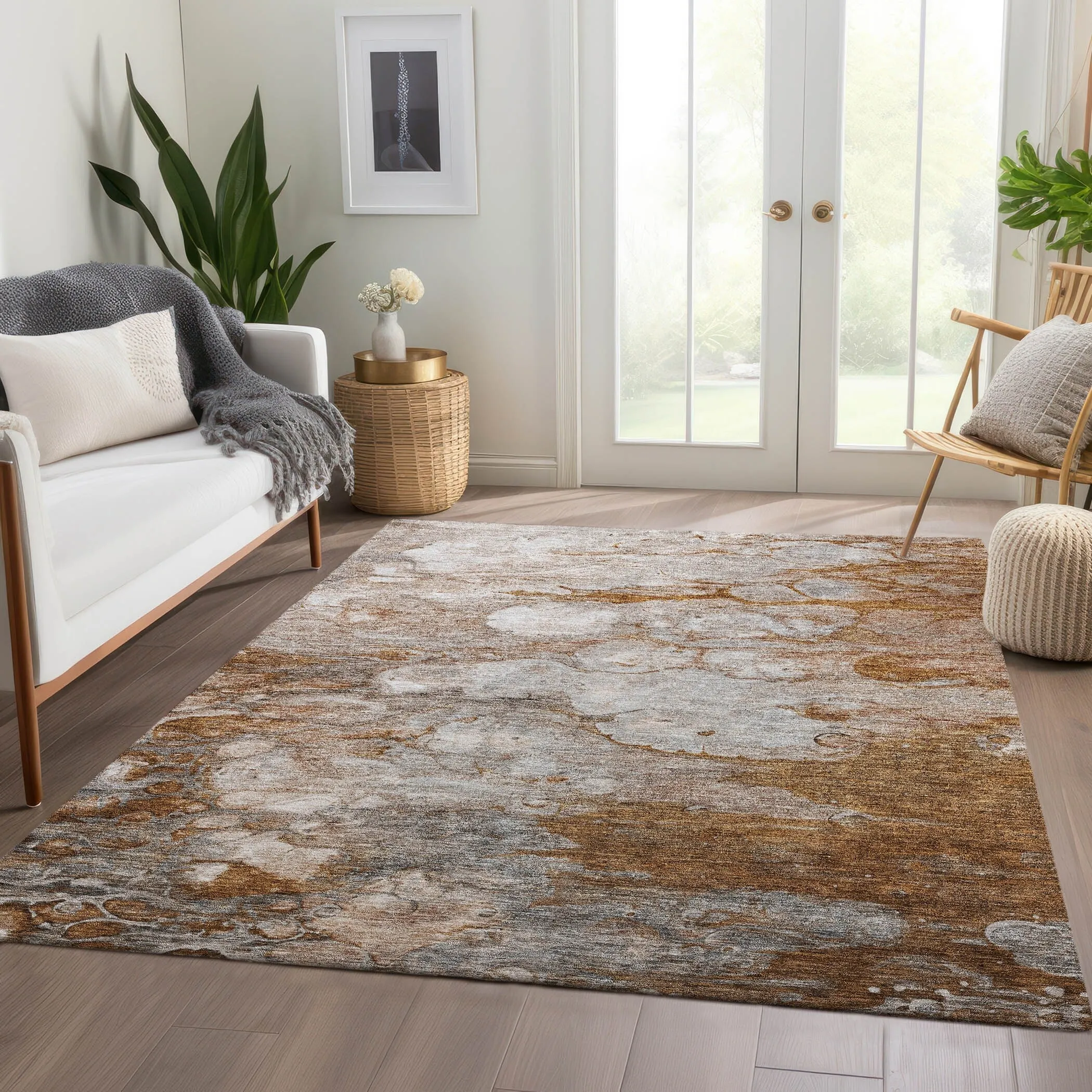 Machine Washable Indoor/ Outdoor Chantille Modern Abstract Rug