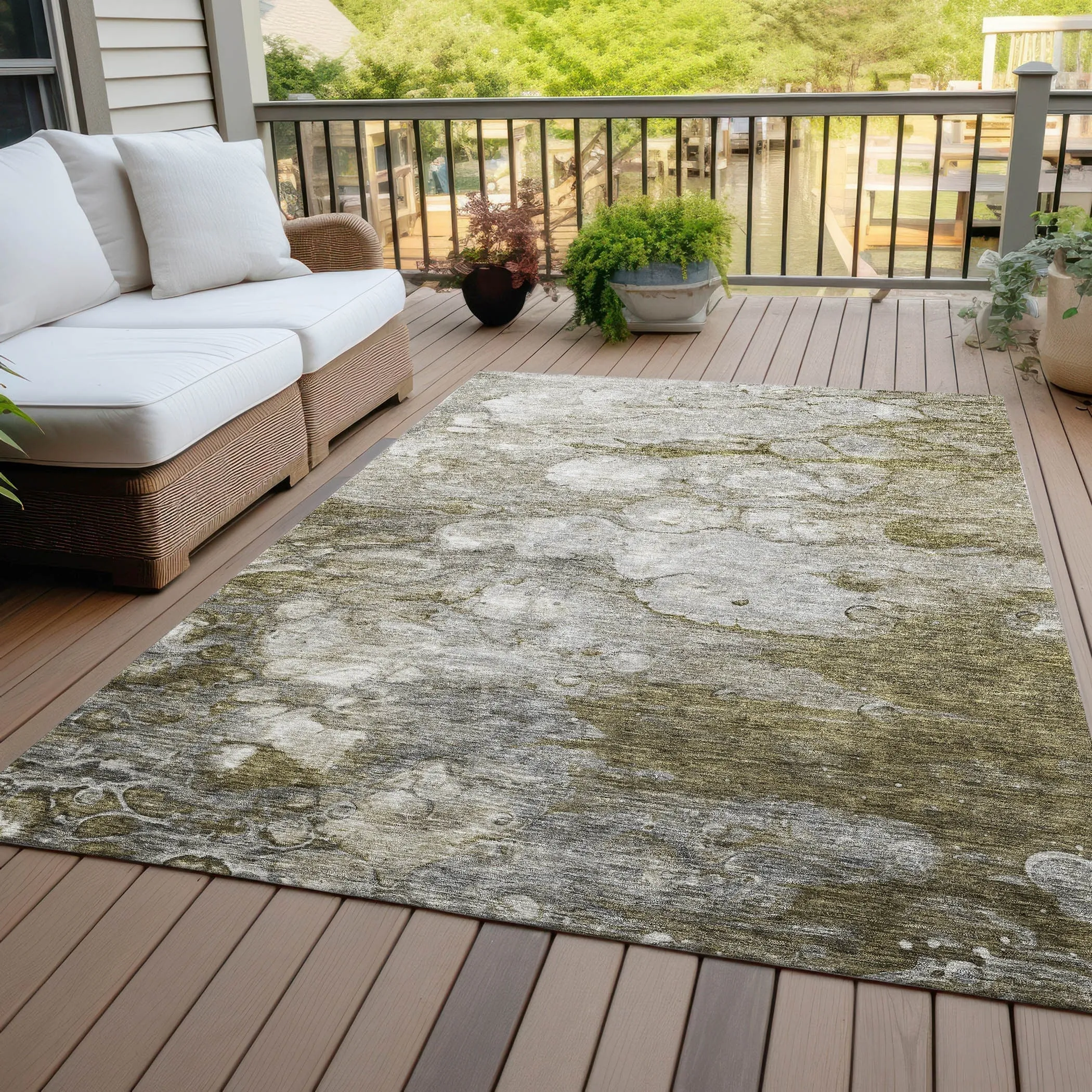 Machine Washable Indoor/ Outdoor Chantille Modern Abstract Rug