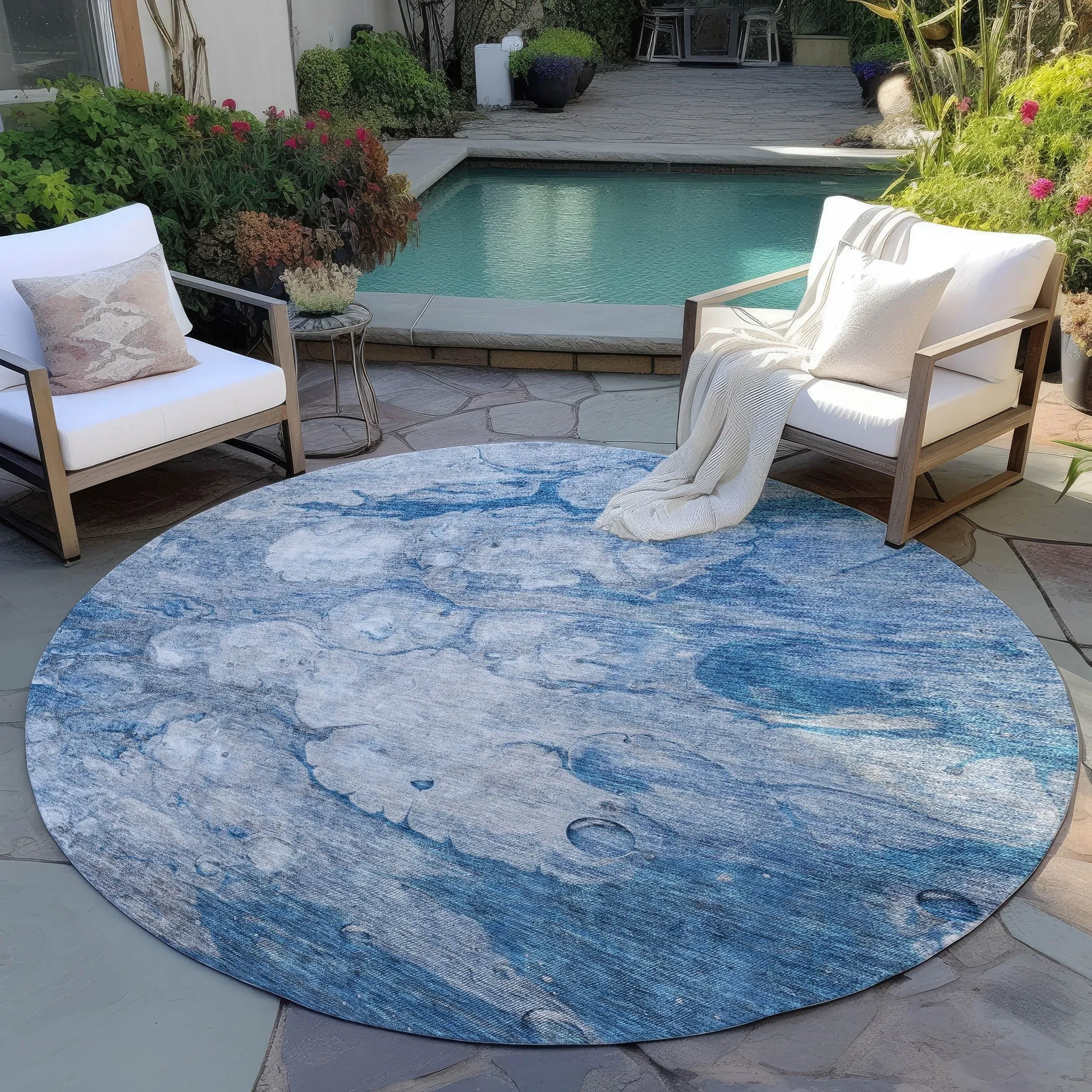 Machine Washable Indoor/ Outdoor Chantille Modern Abstract Rug