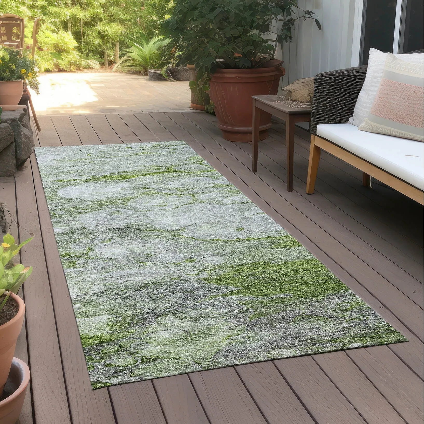 Machine Washable Indoor/ Outdoor Chantille Modern Abstract Rug