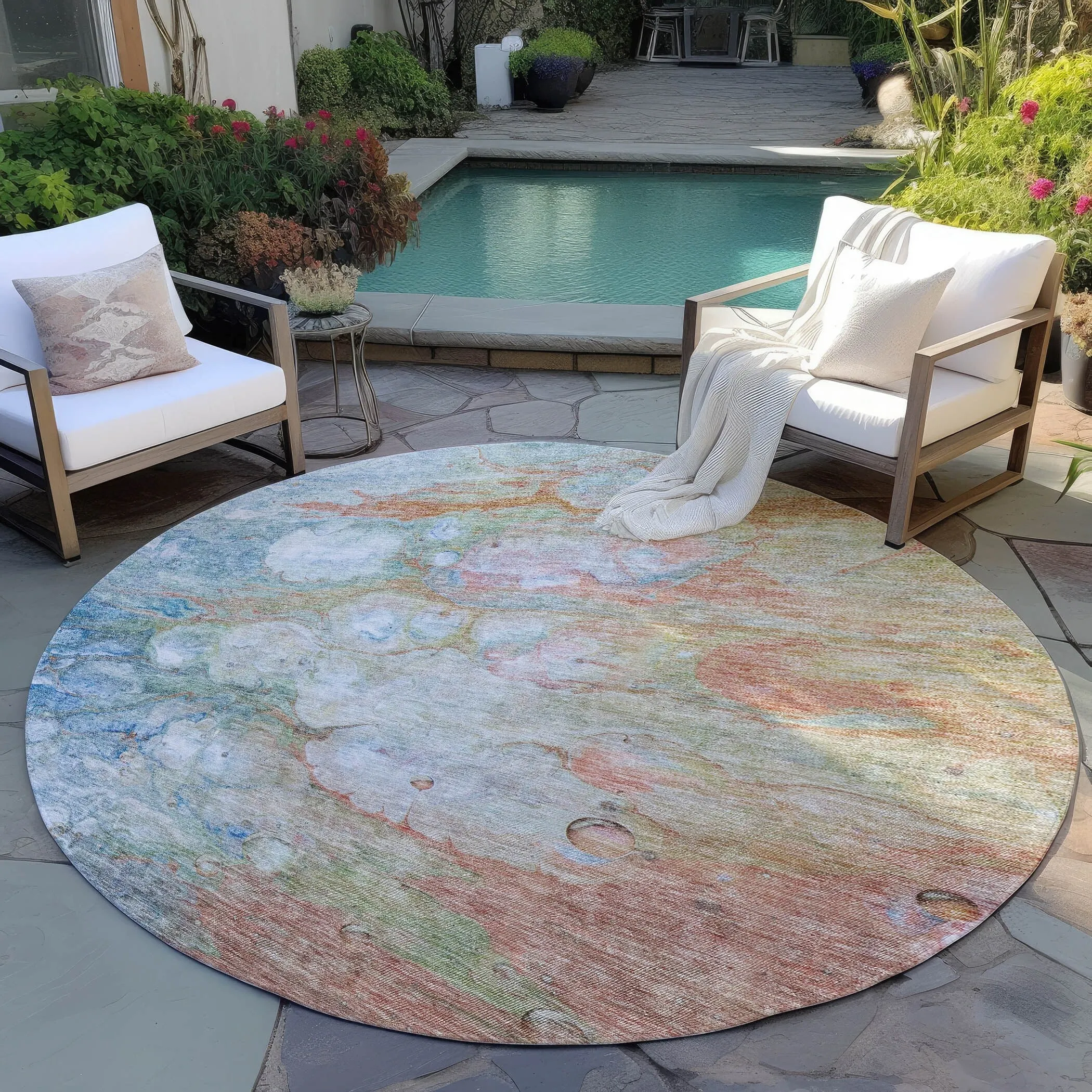 Machine Washable Indoor/ Outdoor Chantille Modern Abstract Rug