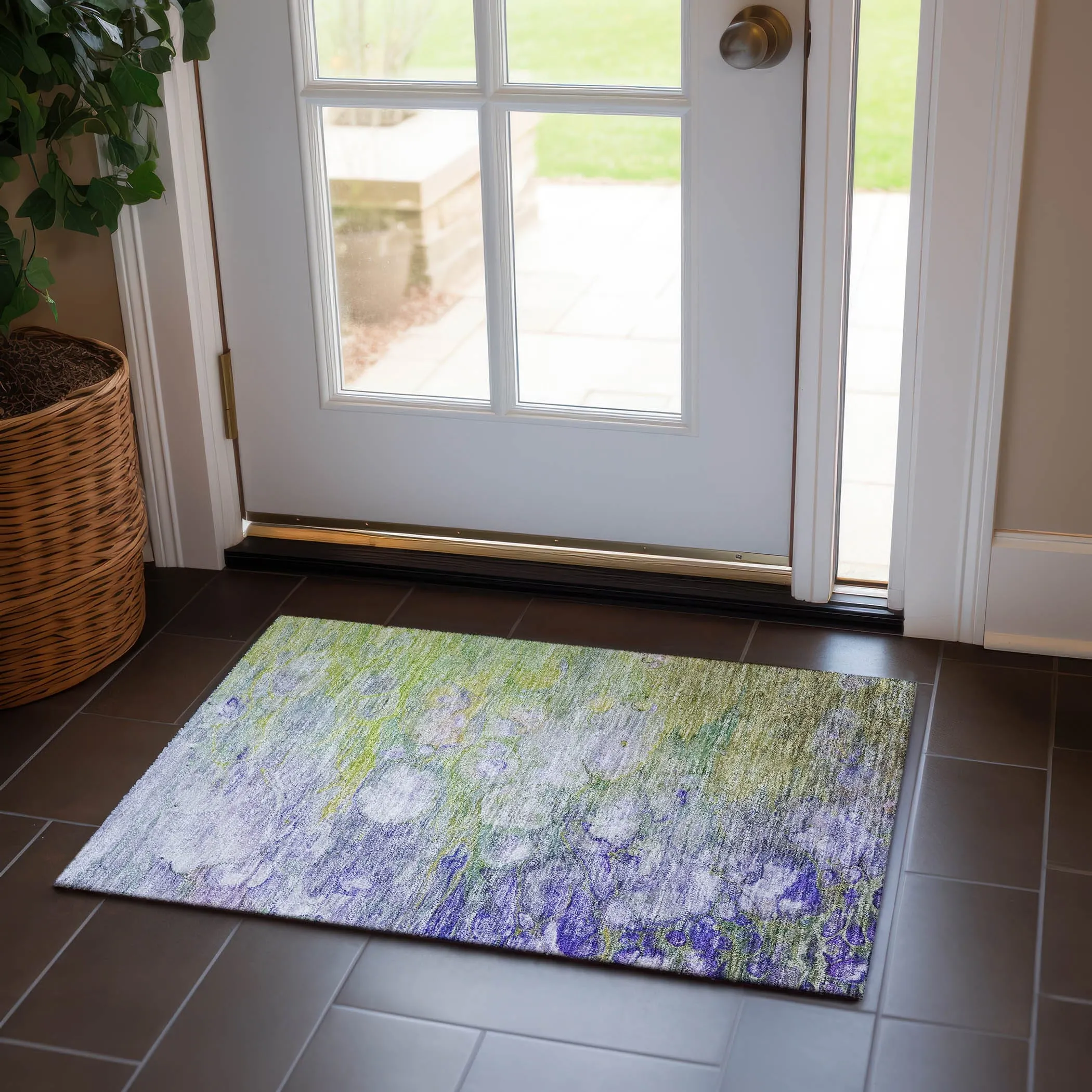 Machine Washable Indoor/ Outdoor Chantille Modern Abstract Rug