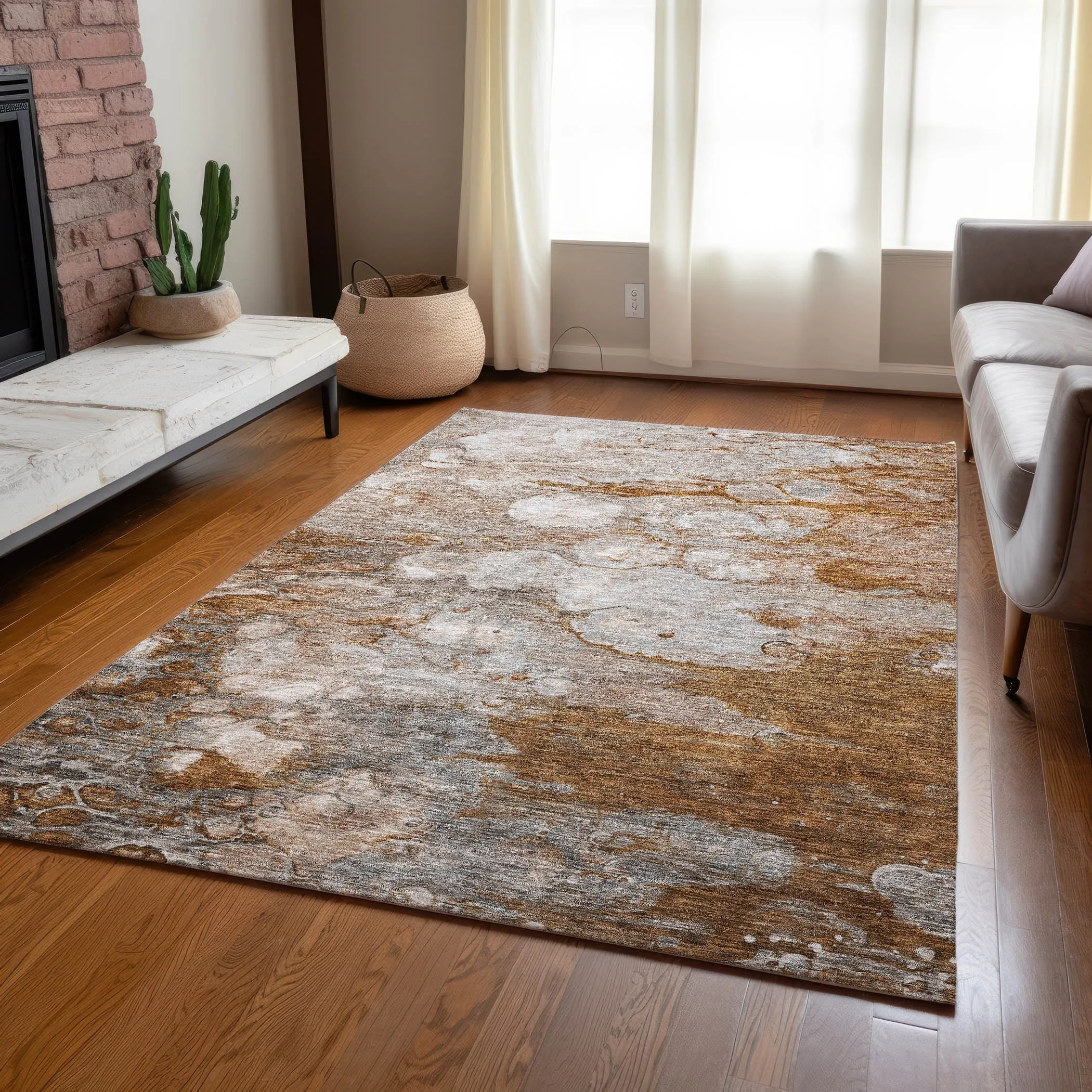 Machine Washable Indoor/ Outdoor Chantille Modern Abstract Rug