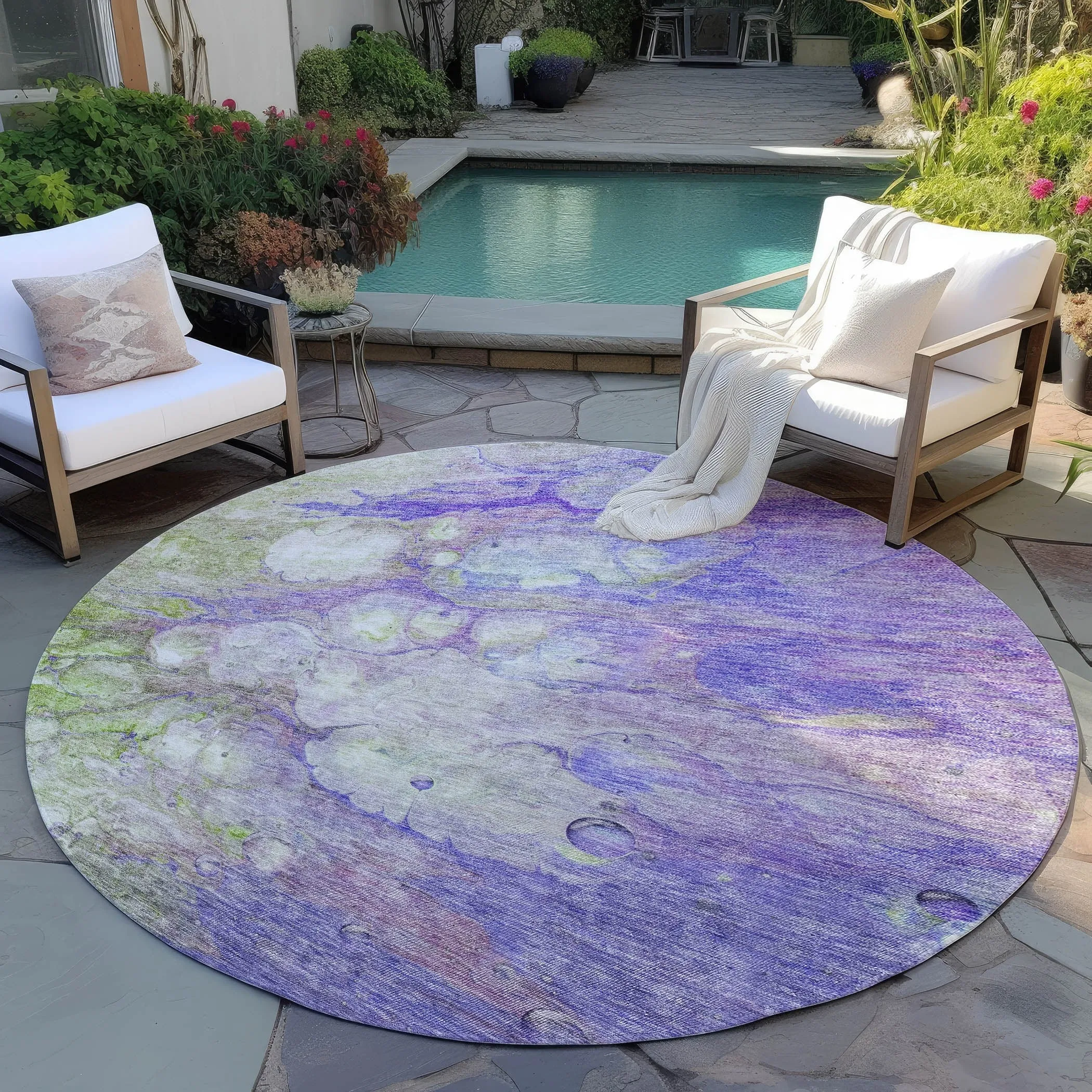 Machine Washable Indoor/ Outdoor Chantille Modern Abstract Rug