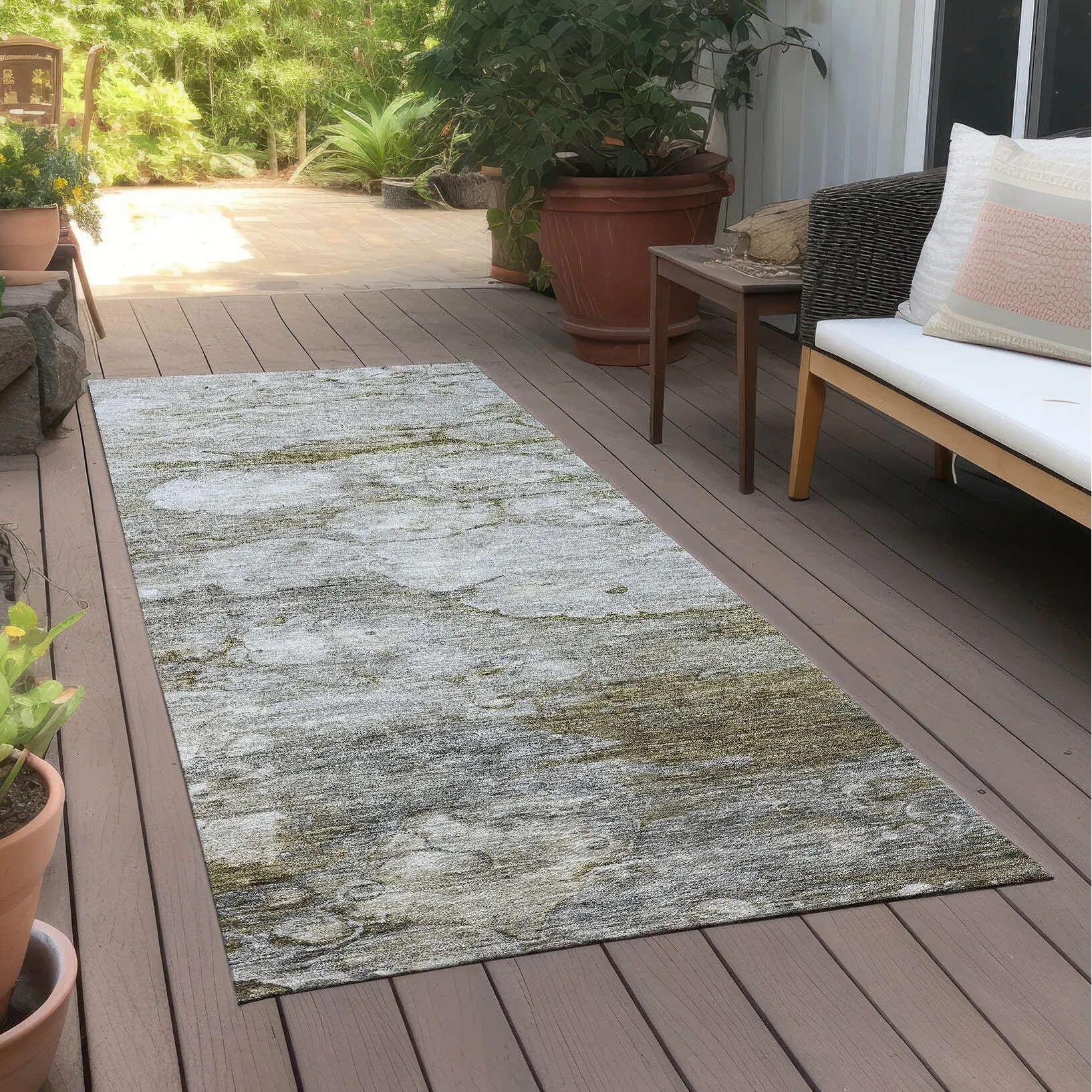 Machine Washable Indoor/ Outdoor Chantille Modern Abstract Rug