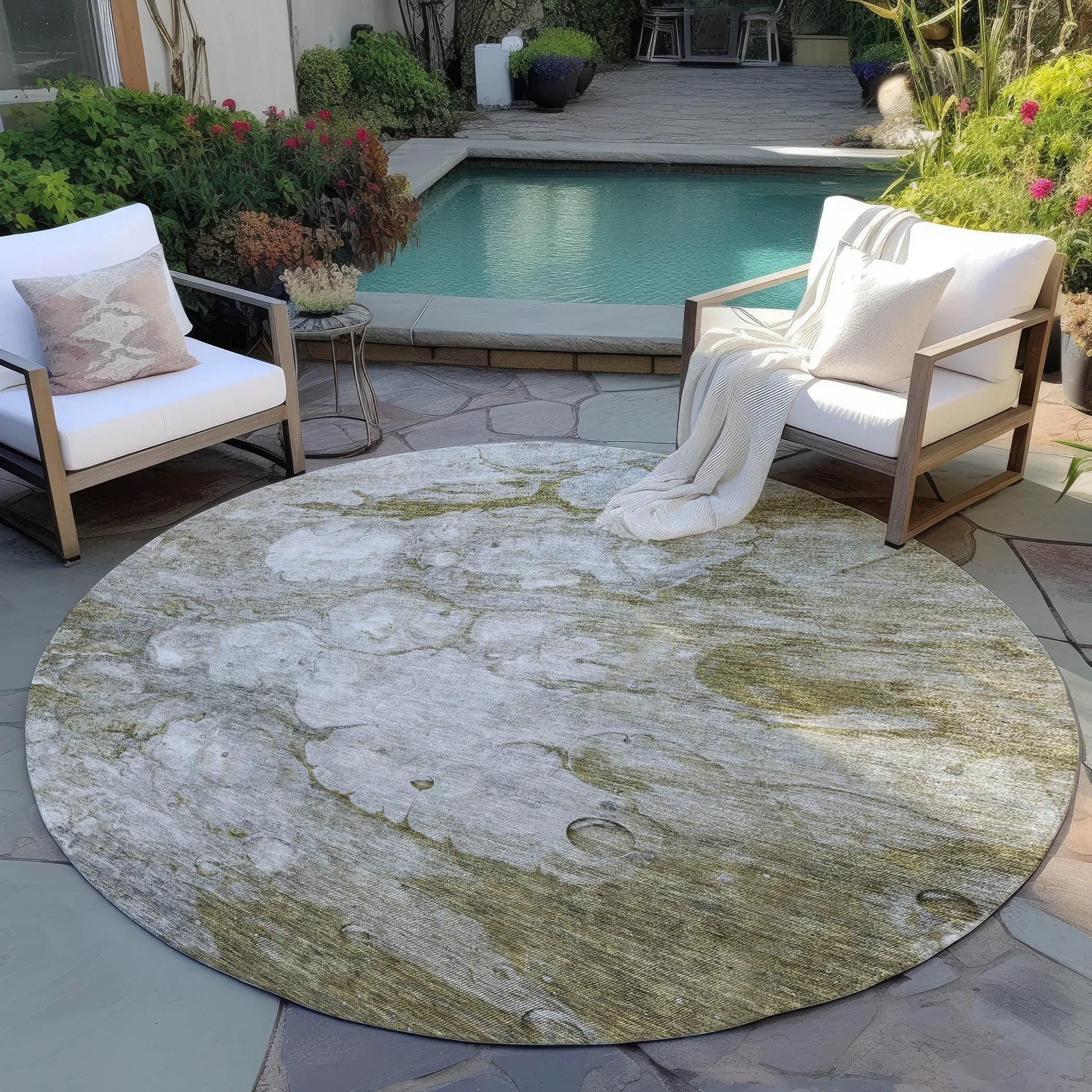 Machine Washable Indoor/ Outdoor Chantille Modern Abstract Rug