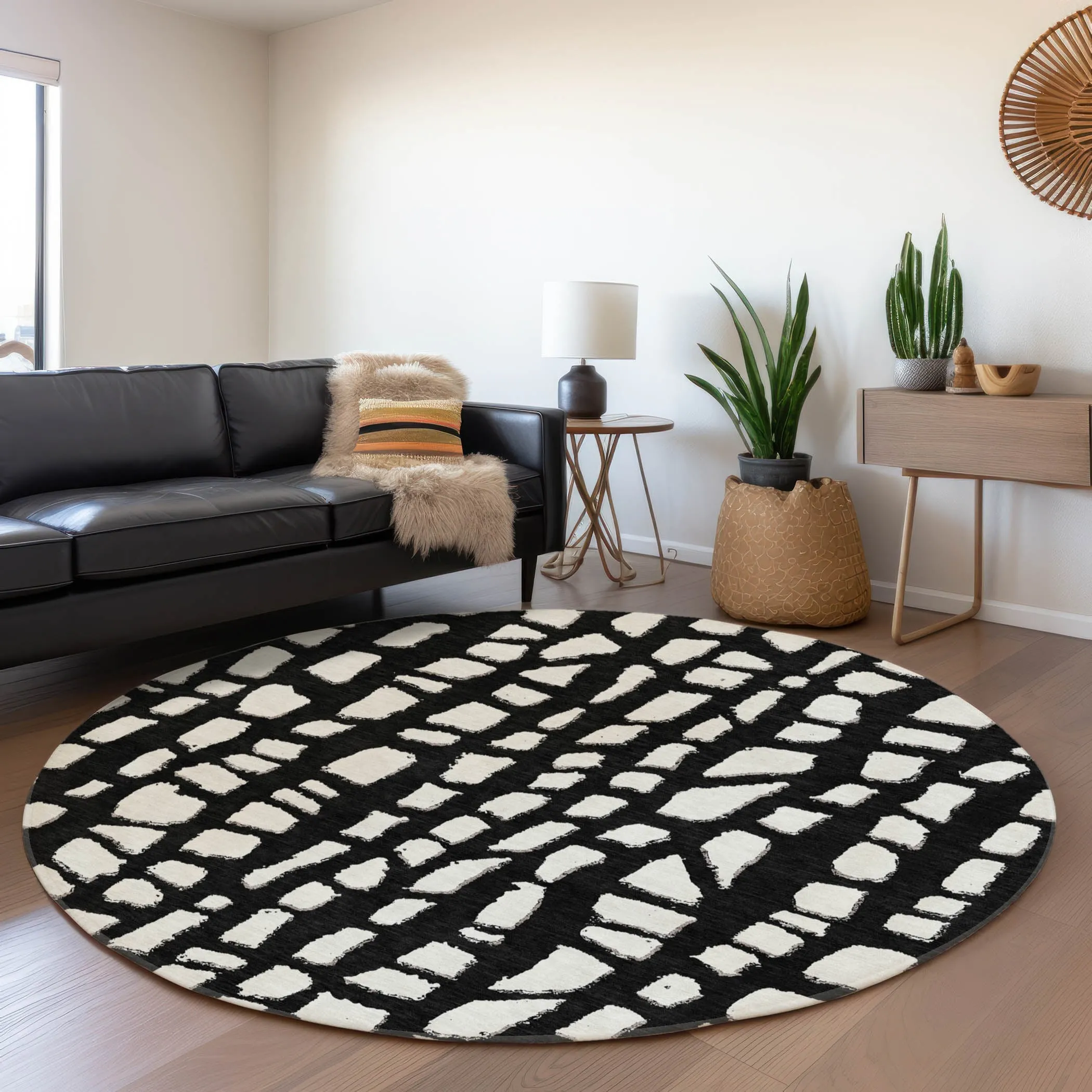 Machine Washable Indoor/ Outdoor Chantille Modern Abstract Rug