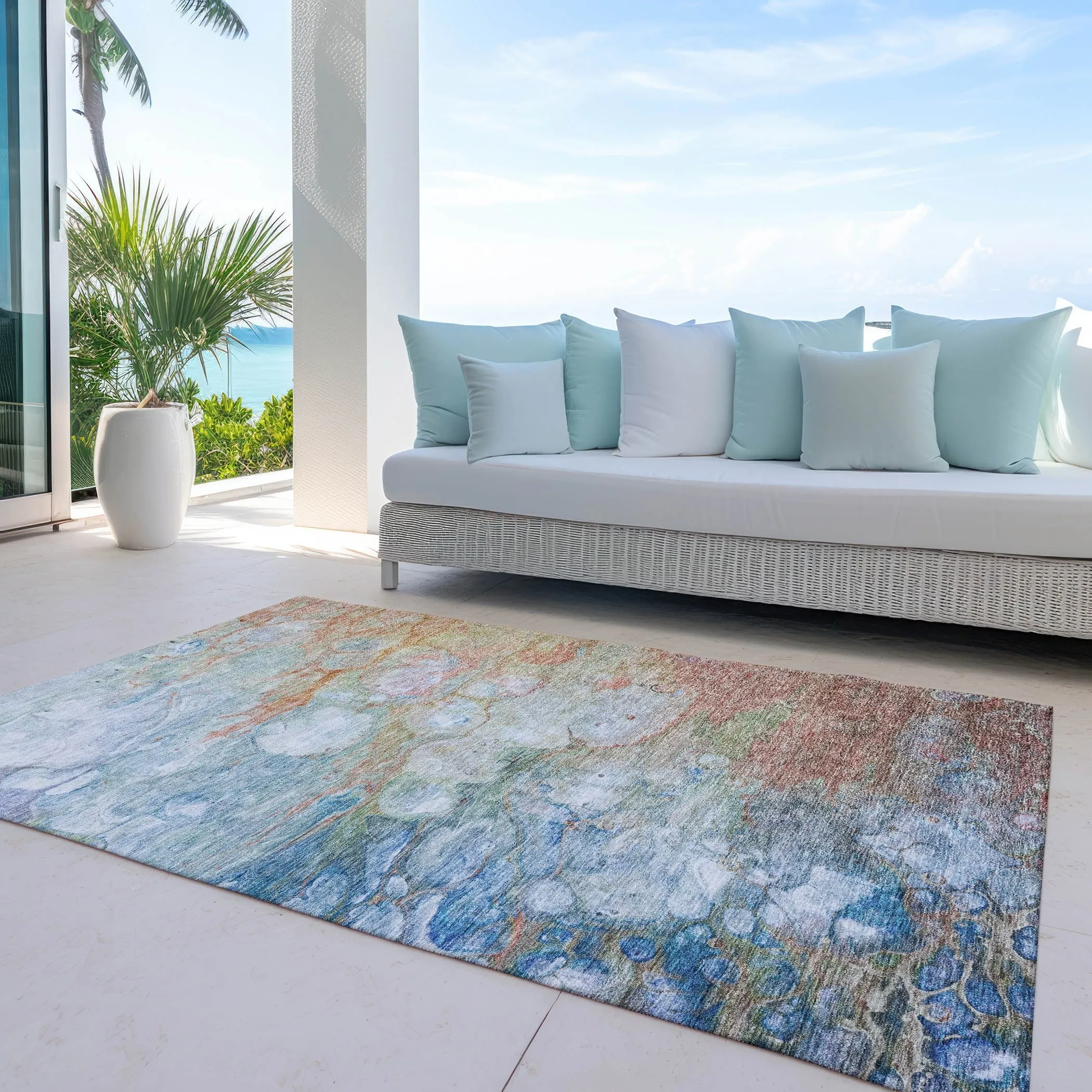 Machine Washable Indoor/ Outdoor Chantille Modern Abstract Rug