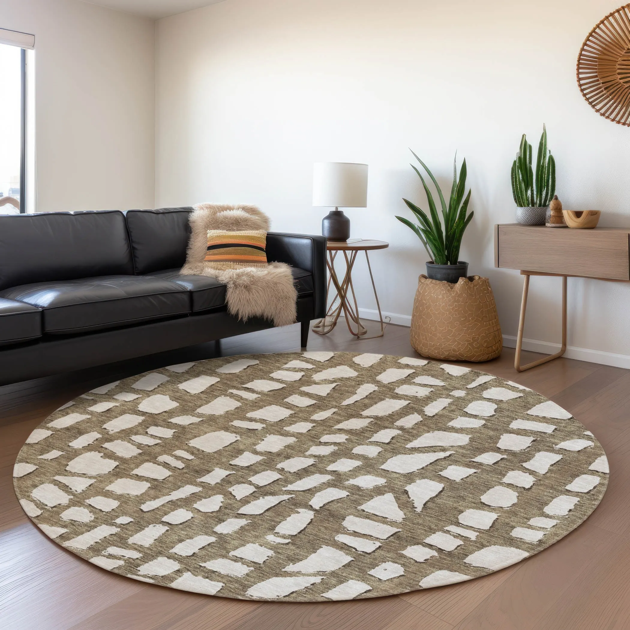 Machine Washable Indoor/ Outdoor Chantille Modern Abstract Rug