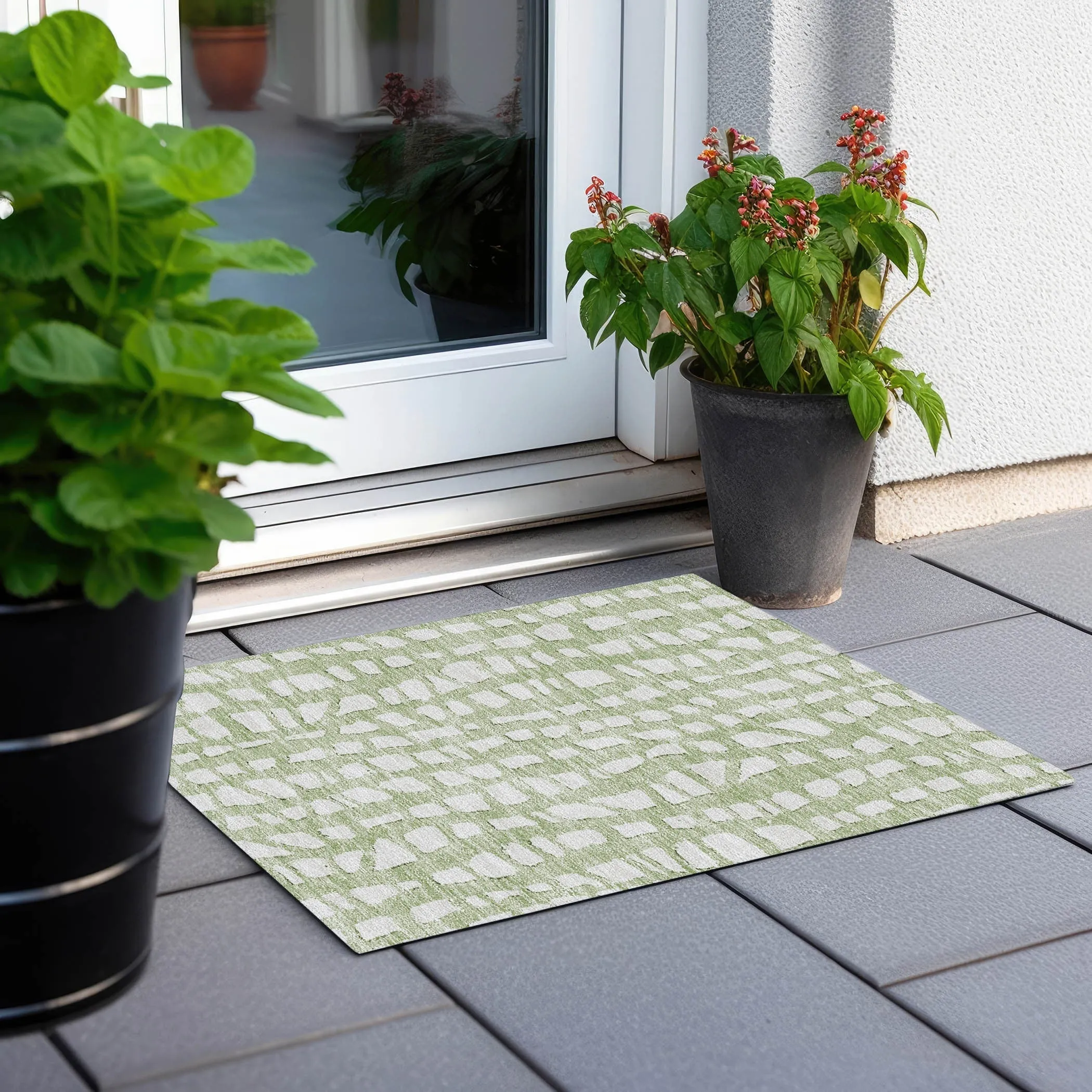 Machine Washable Indoor/ Outdoor Chantille Modern Abstract Rug