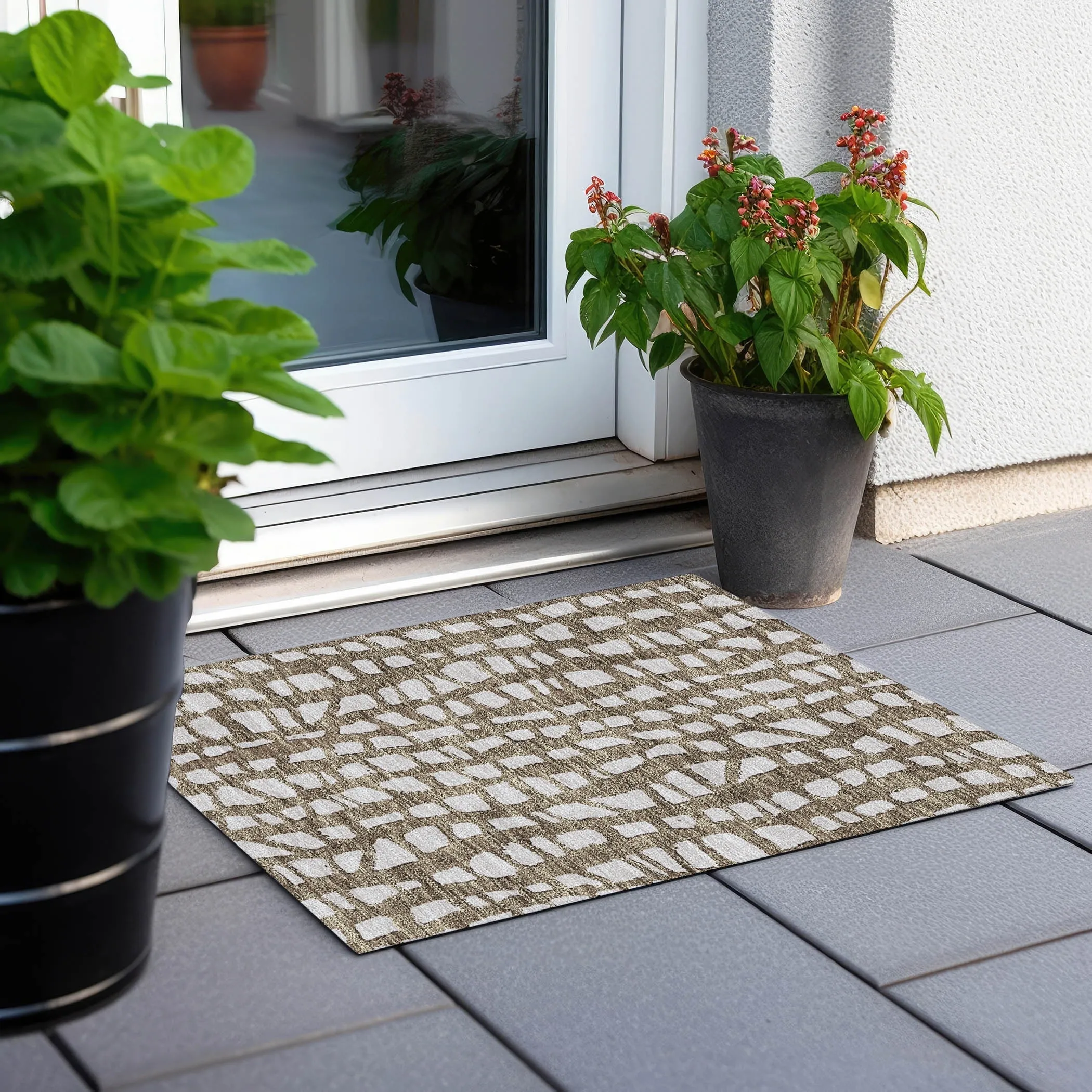 Machine Washable Indoor/ Outdoor Chantille Modern Abstract Rug