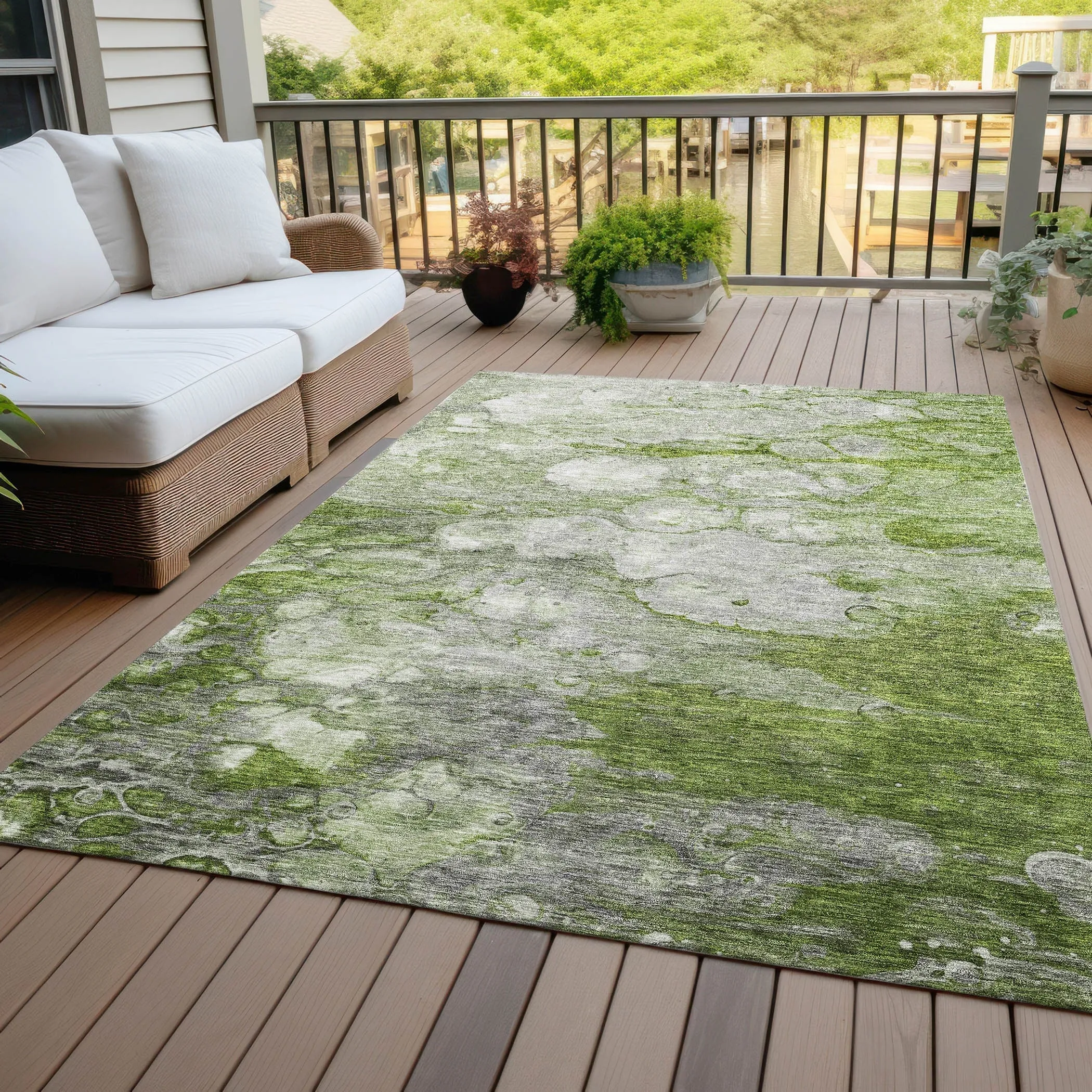 Machine Washable Indoor/ Outdoor Chantille Modern Abstract Rug