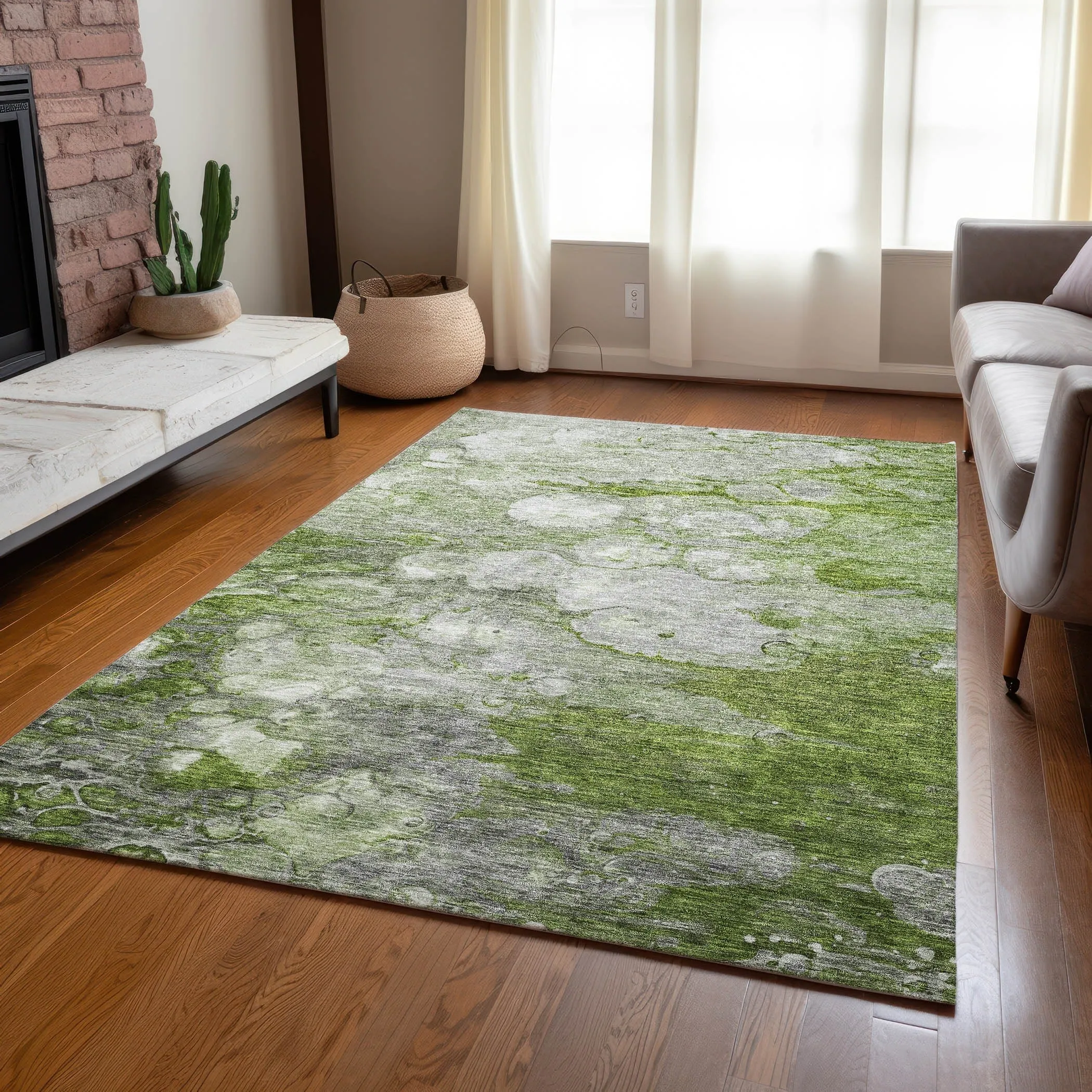 Machine Washable Indoor/ Outdoor Chantille Modern Abstract Rug