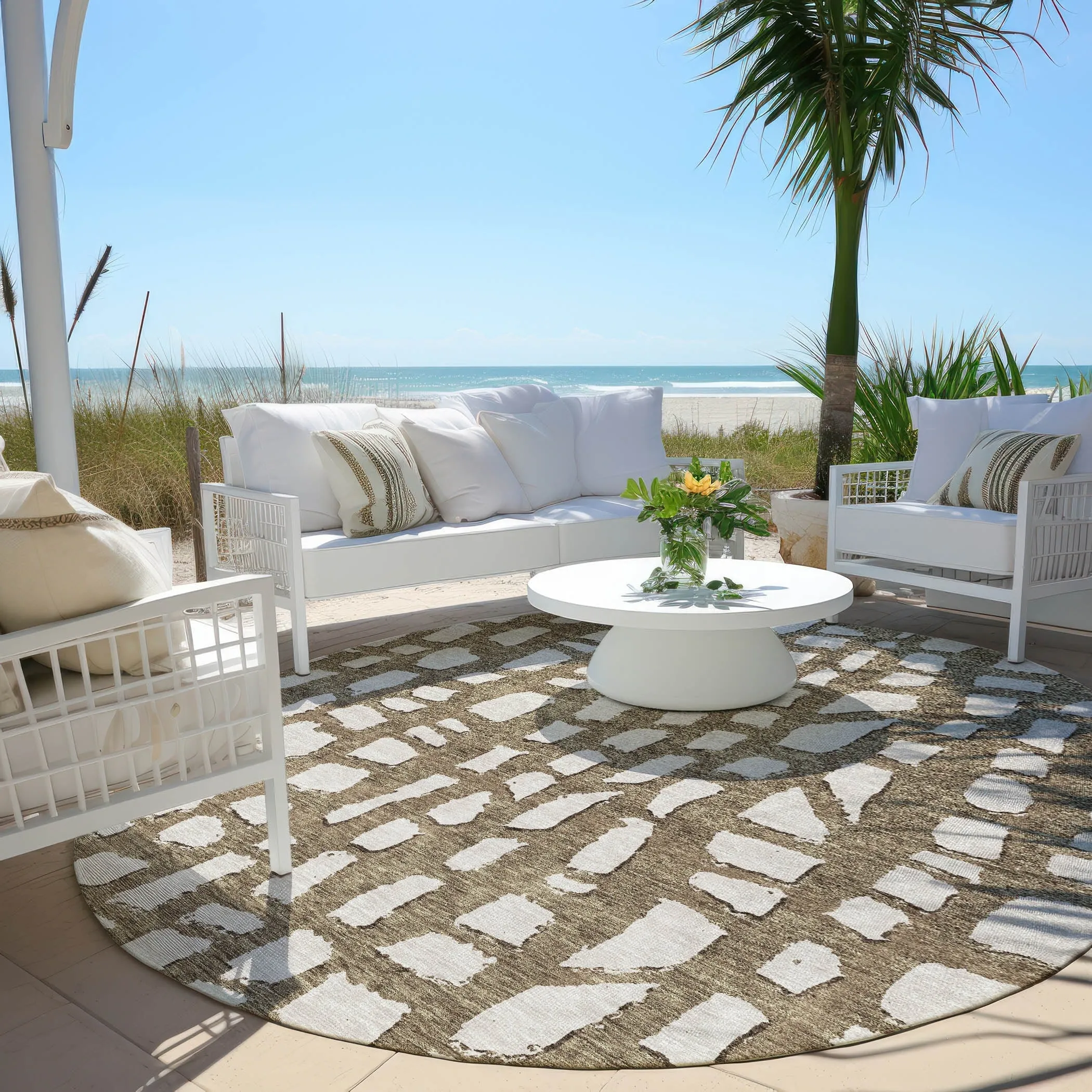 Machine Washable Indoor/ Outdoor Chantille Modern Abstract Rug