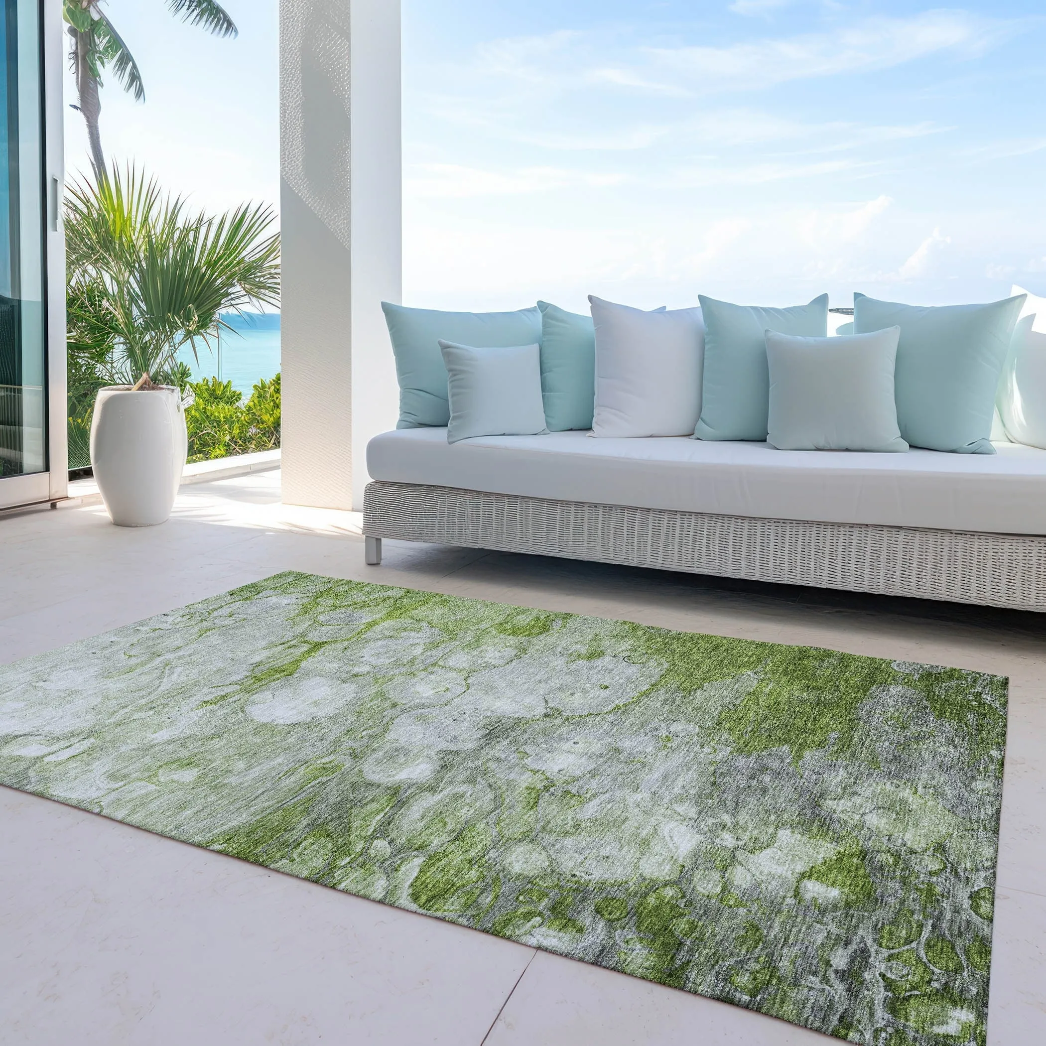 Machine Washable Indoor/ Outdoor Chantille Modern Abstract Rug