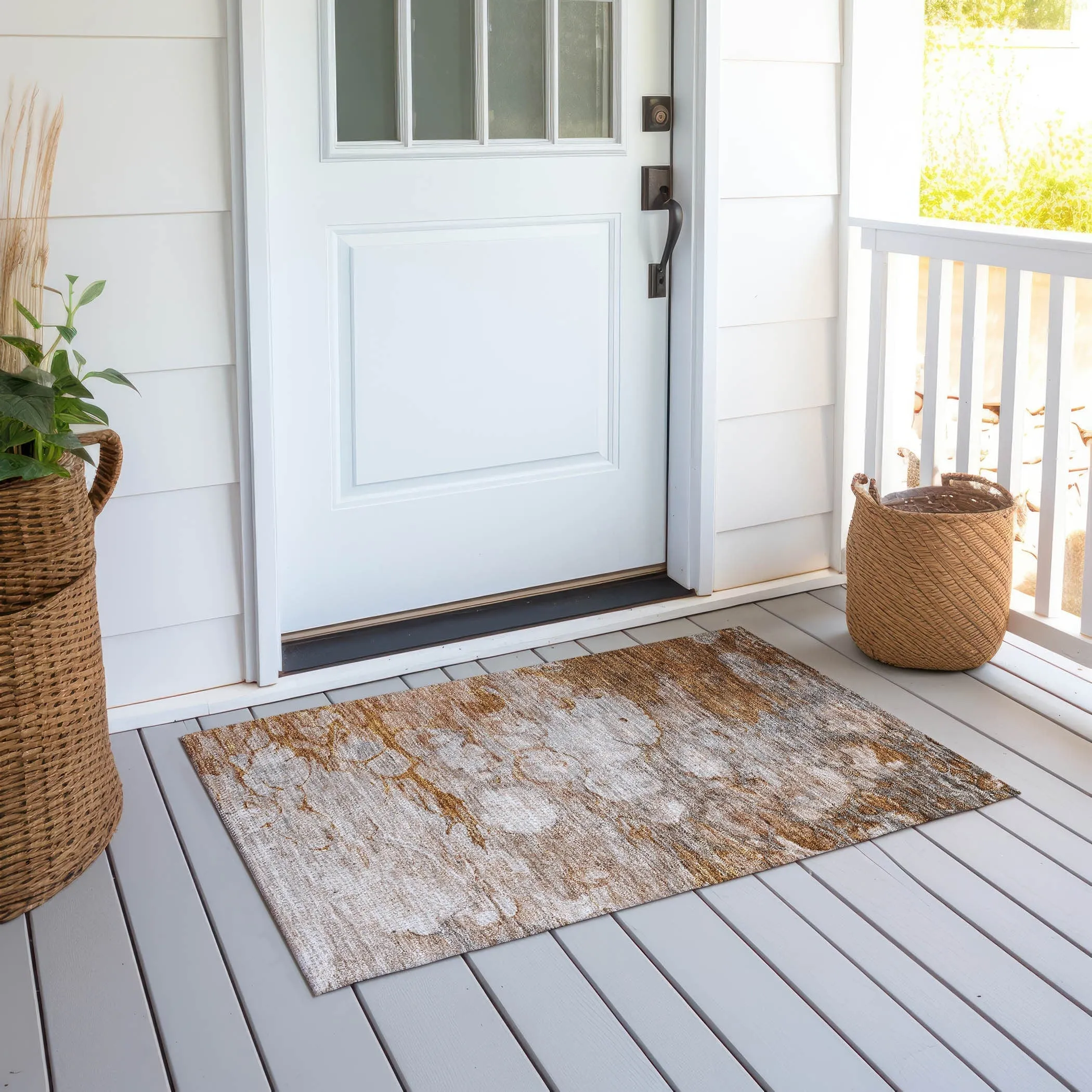 Machine Washable Indoor/ Outdoor Chantille Modern Abstract Rug
