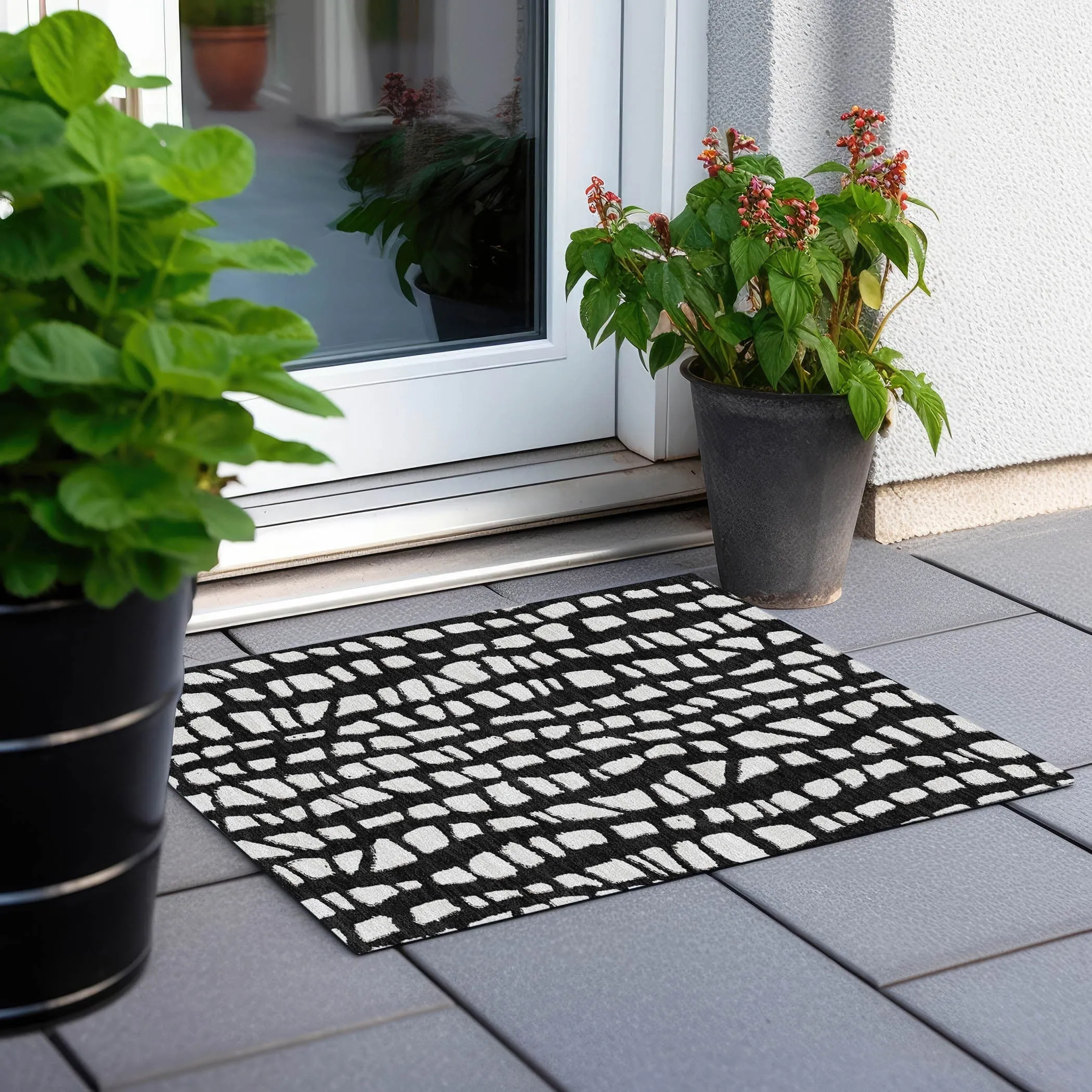Machine Washable Indoor/ Outdoor Chantille Modern Abstract Rug
