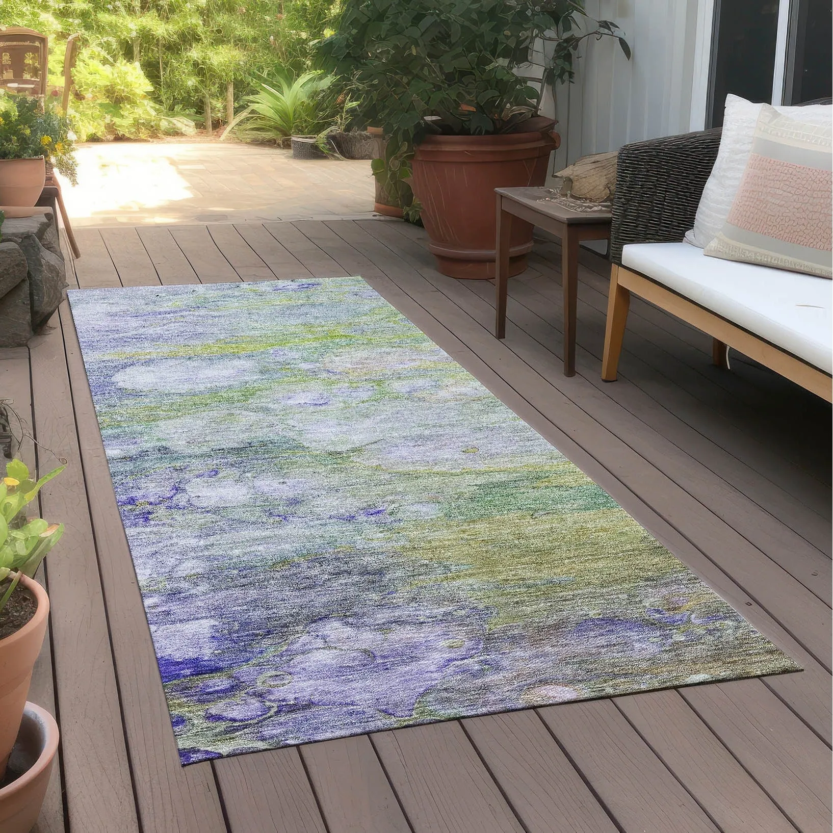 Machine Washable Indoor/ Outdoor Chantille Modern Abstract Rug