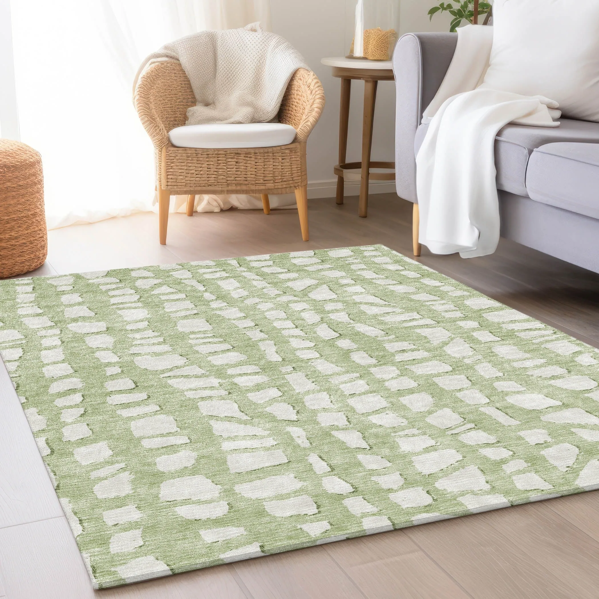Machine Washable Indoor/ Outdoor Chantille Modern Abstract Rug