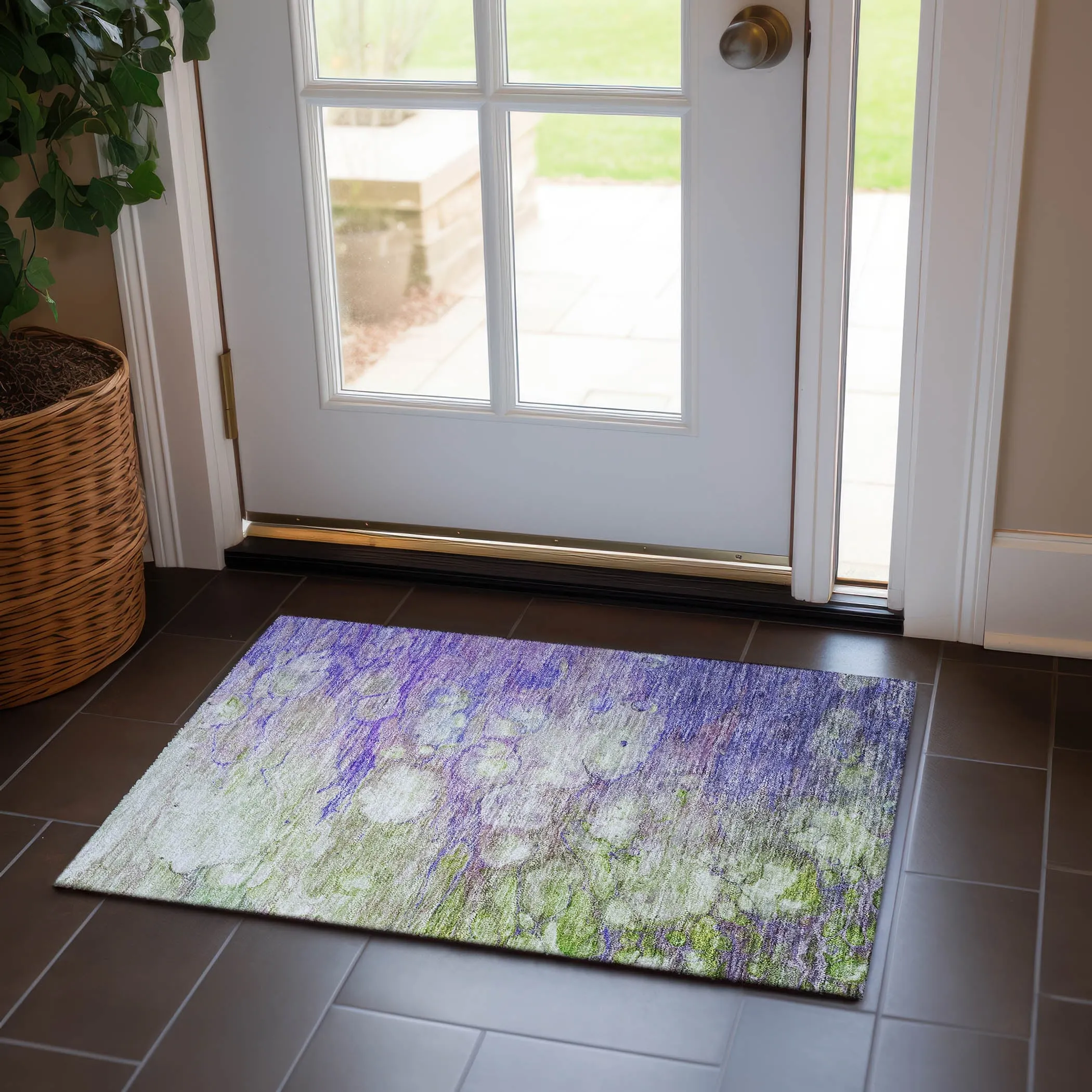 Machine Washable Indoor/ Outdoor Chantille Modern Abstract Rug