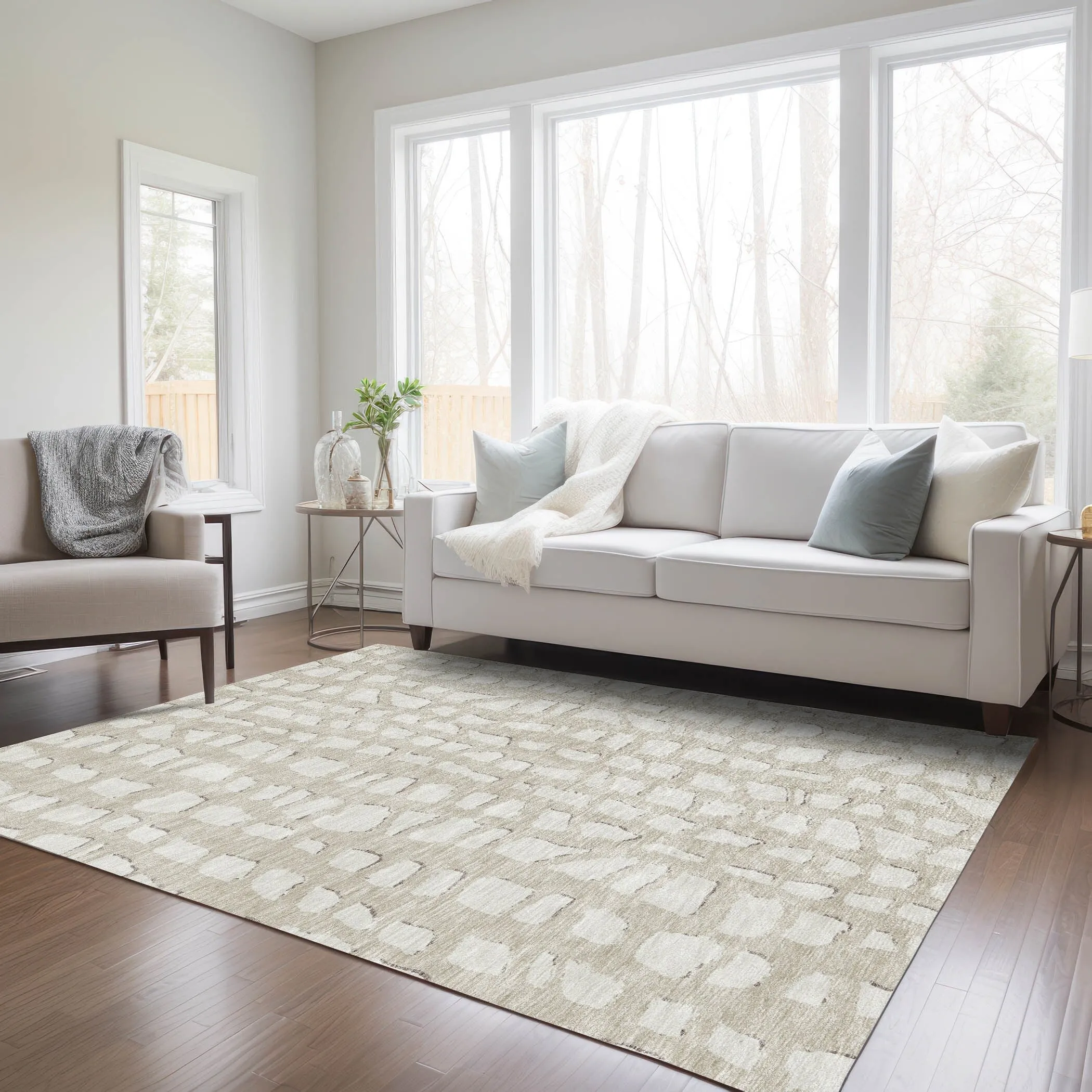 Machine Washable Indoor/ Outdoor Chantille Modern Abstract Rug